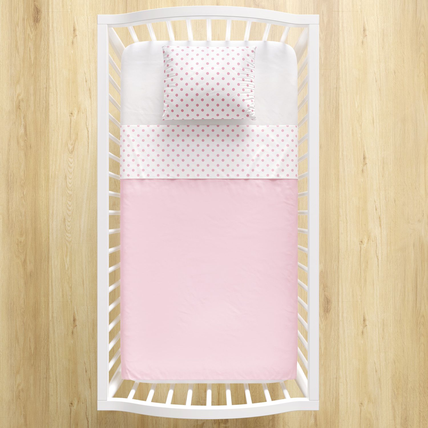 Jogo de Lençol Berço Poá Rosa e Branco 3 Peças