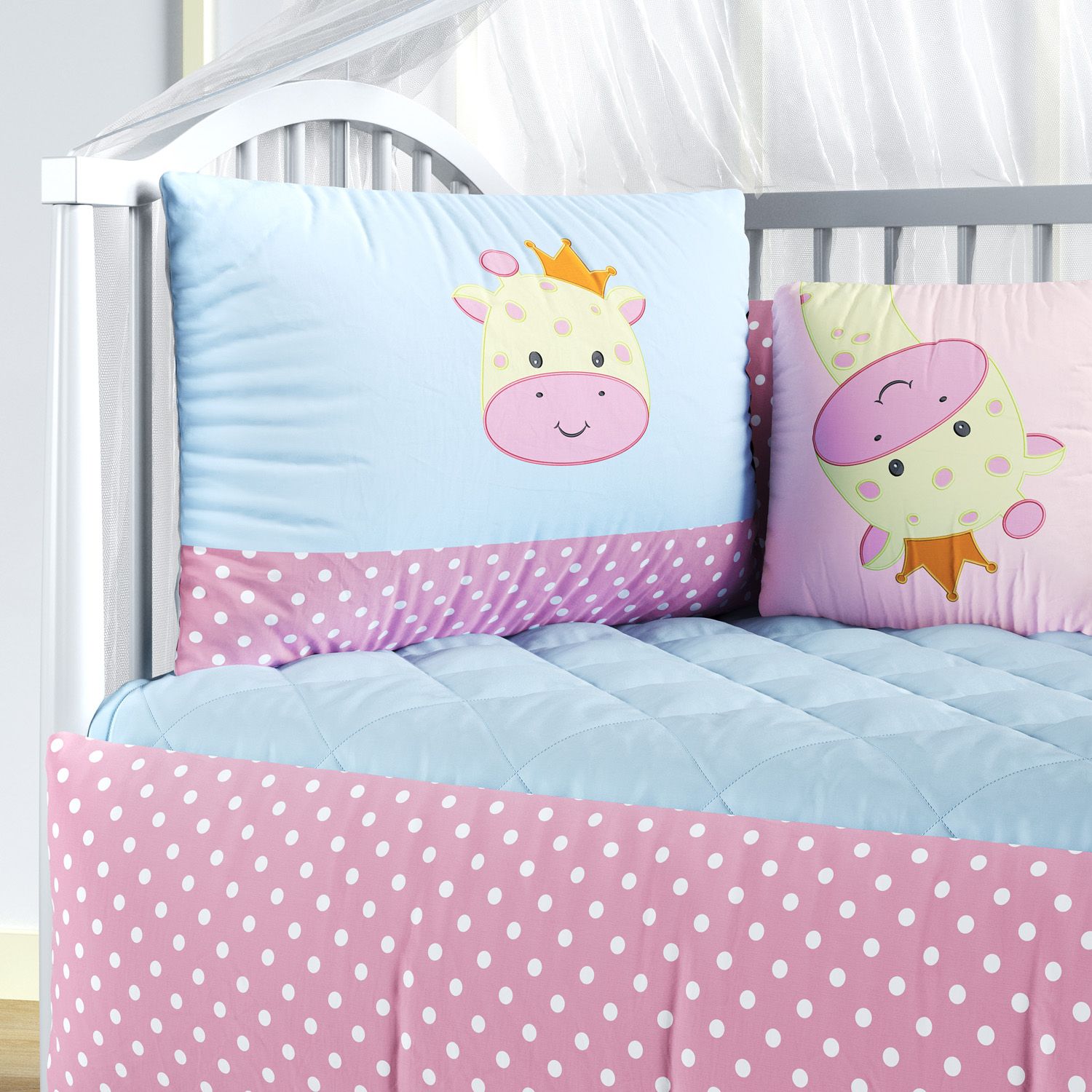 Kit Berço Girafinha Safári Rosa