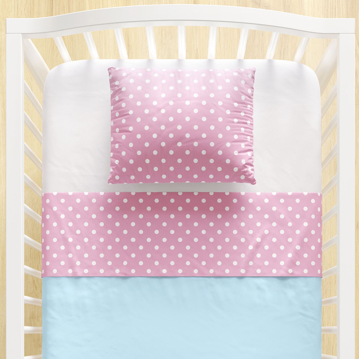 Jogo de Lençol Berço Poá Rosa e Azul 3 peças