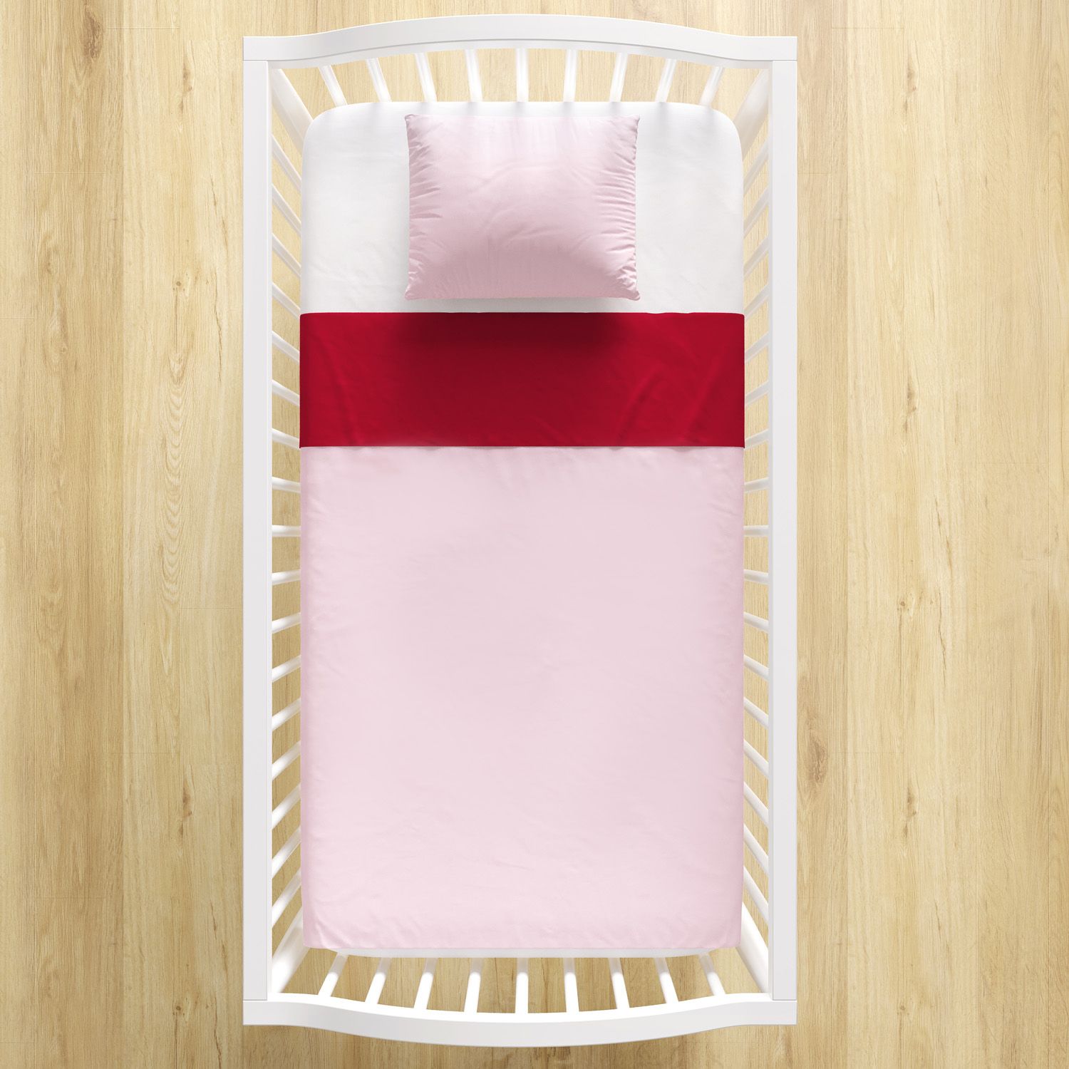 Jogo de Lençol Berço Rosa e Vermelho 3 peças