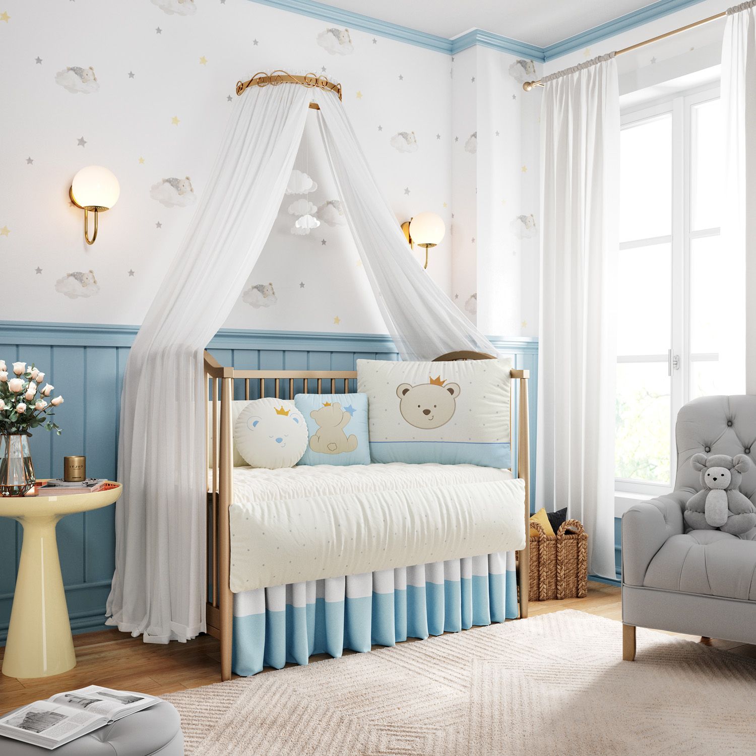 Kit Berço Urso com Coroa