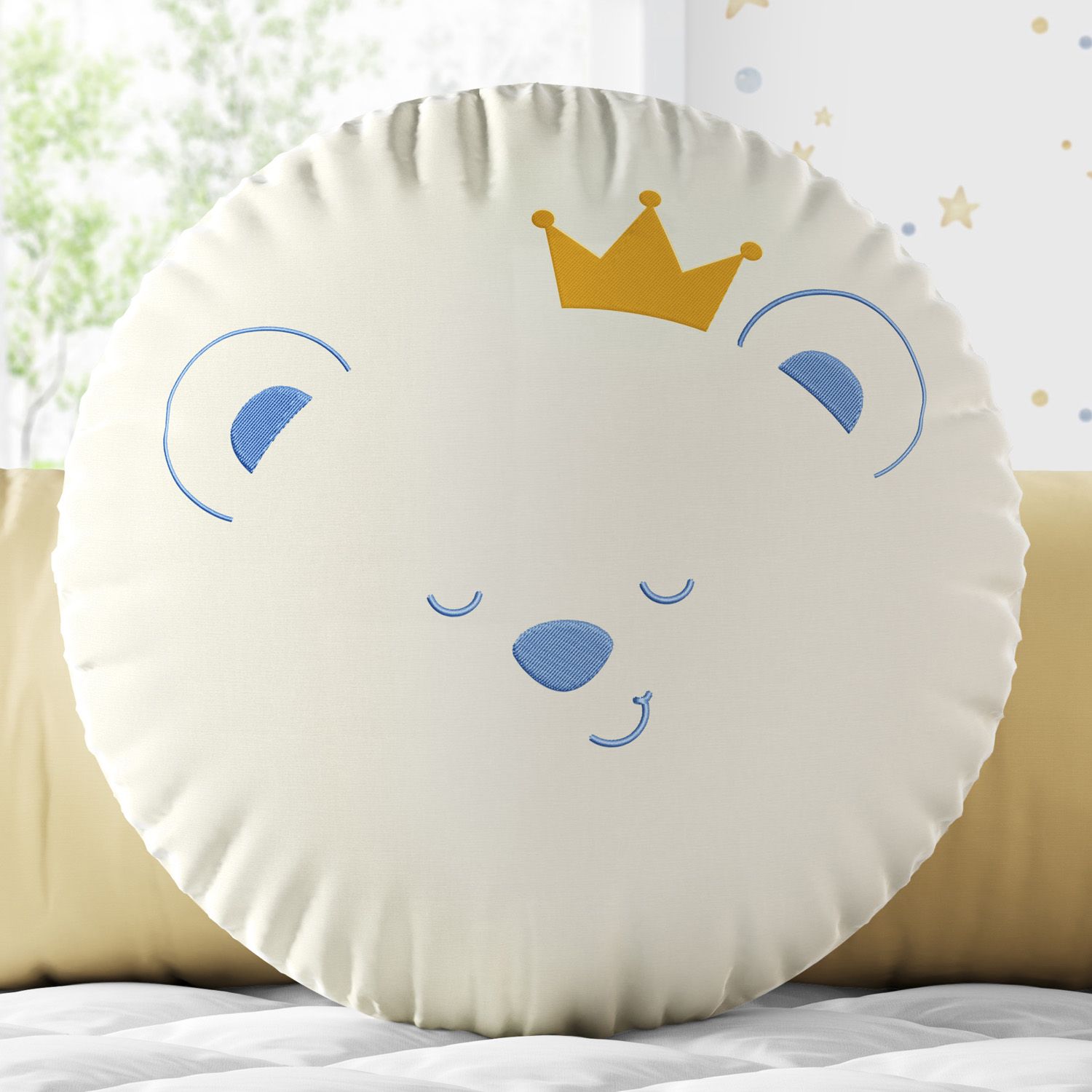 Almofada Redonda Ursinho com Coroa