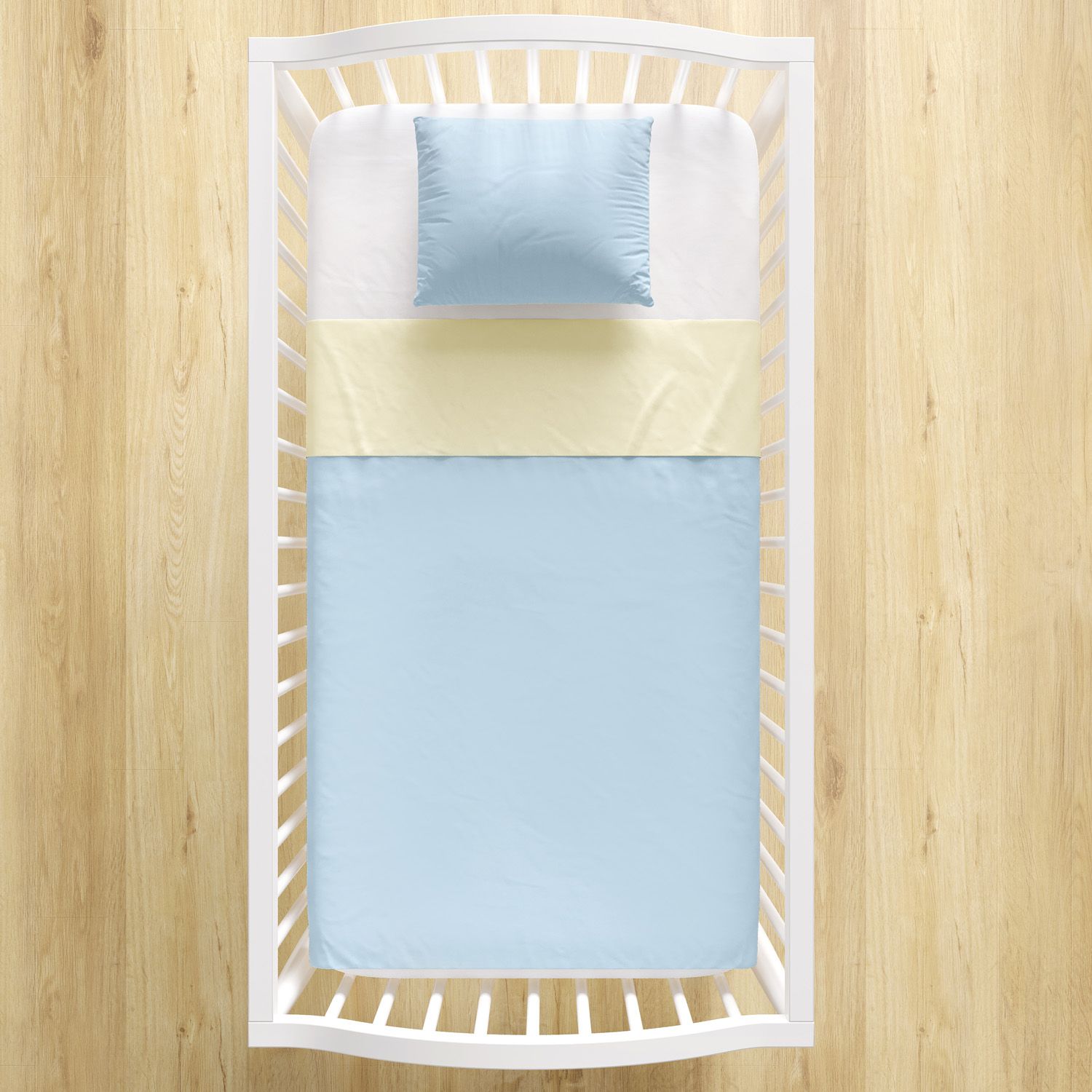 Jogo de Lençol Berço Azul e Amarelo 3 peças