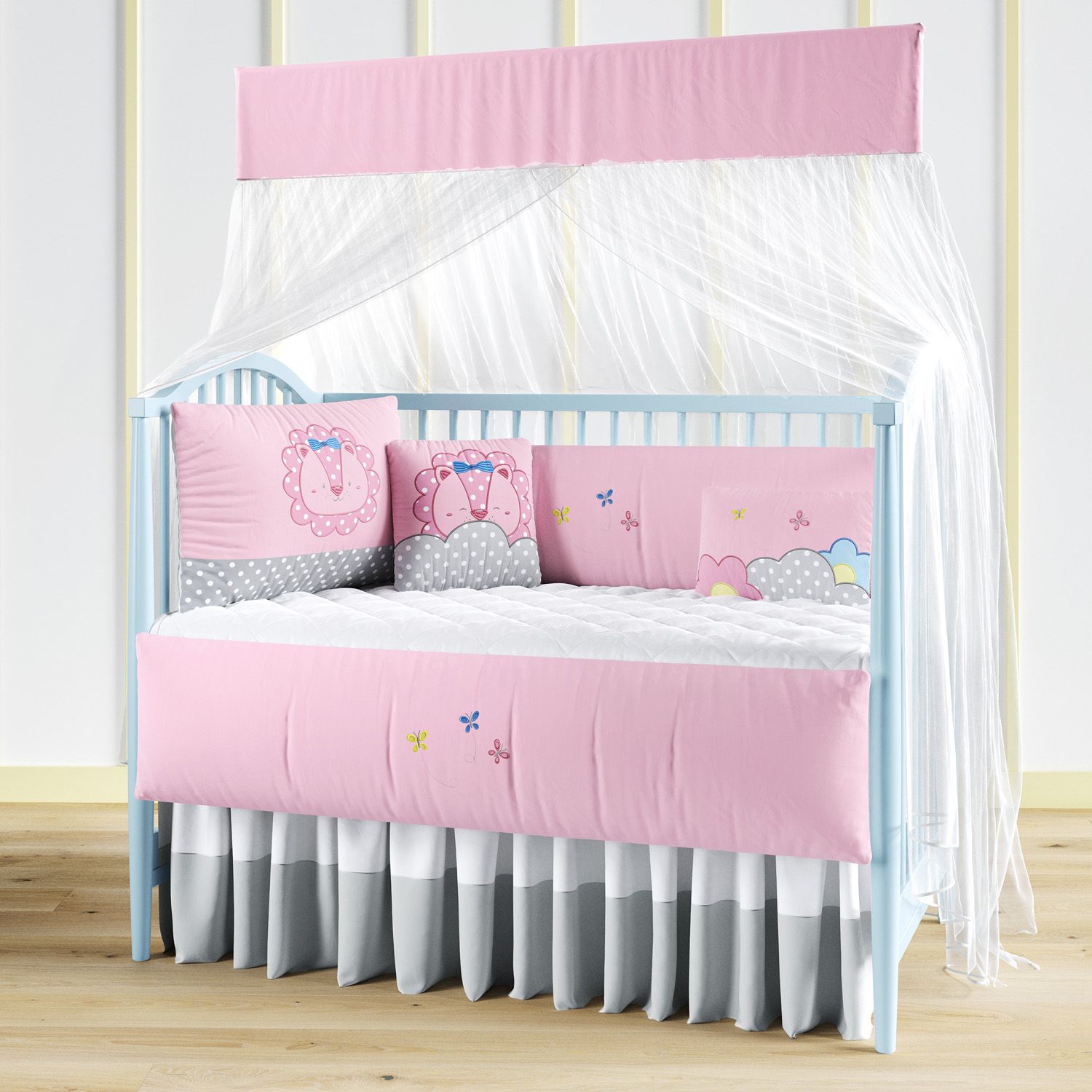 Kit Berço Leoa Rosa Poá