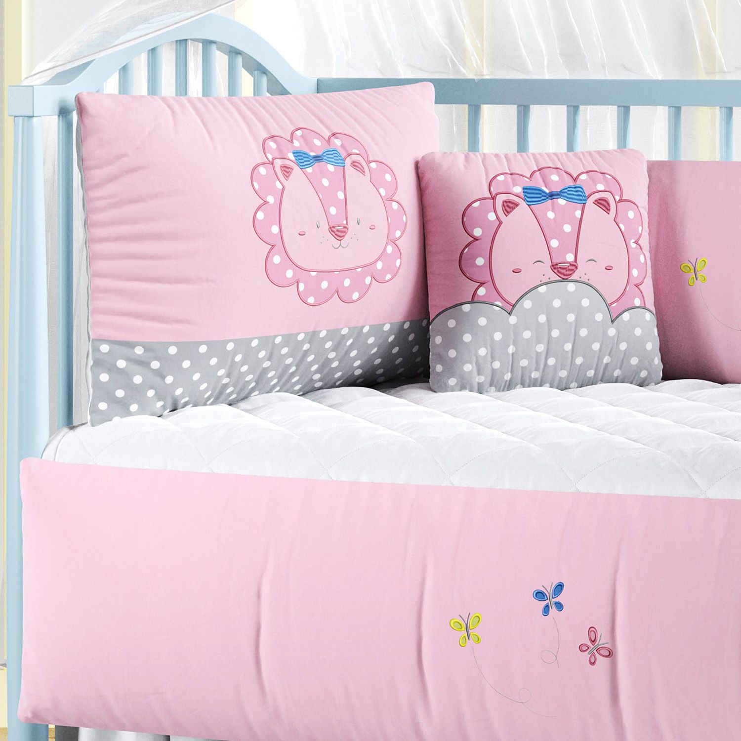 Kit Berço Leoa Rosa Poá