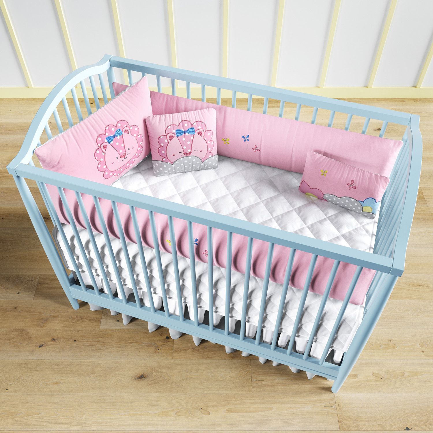 Kit Berço Leoa Rosa Poá