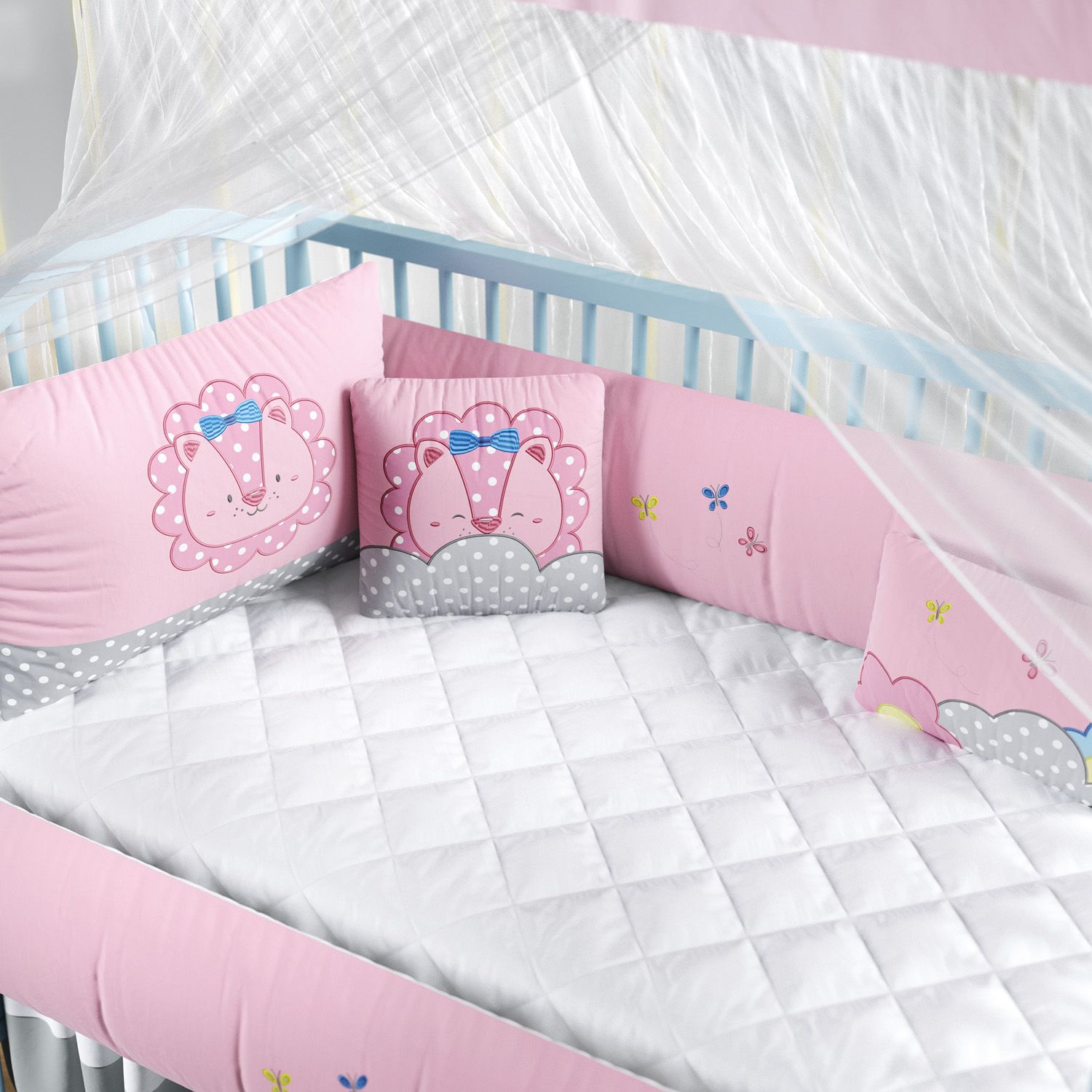 Kit Berço Leoa Rosa Poá