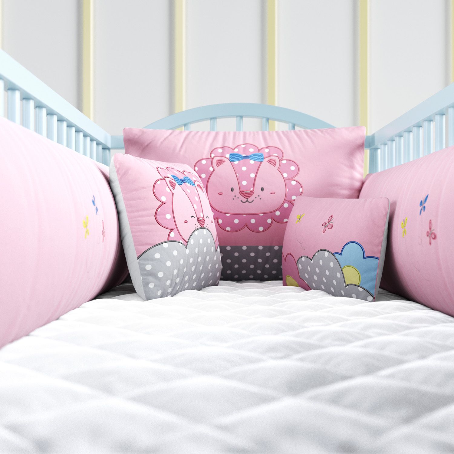 Kit Berço Leoa Rosa Poá