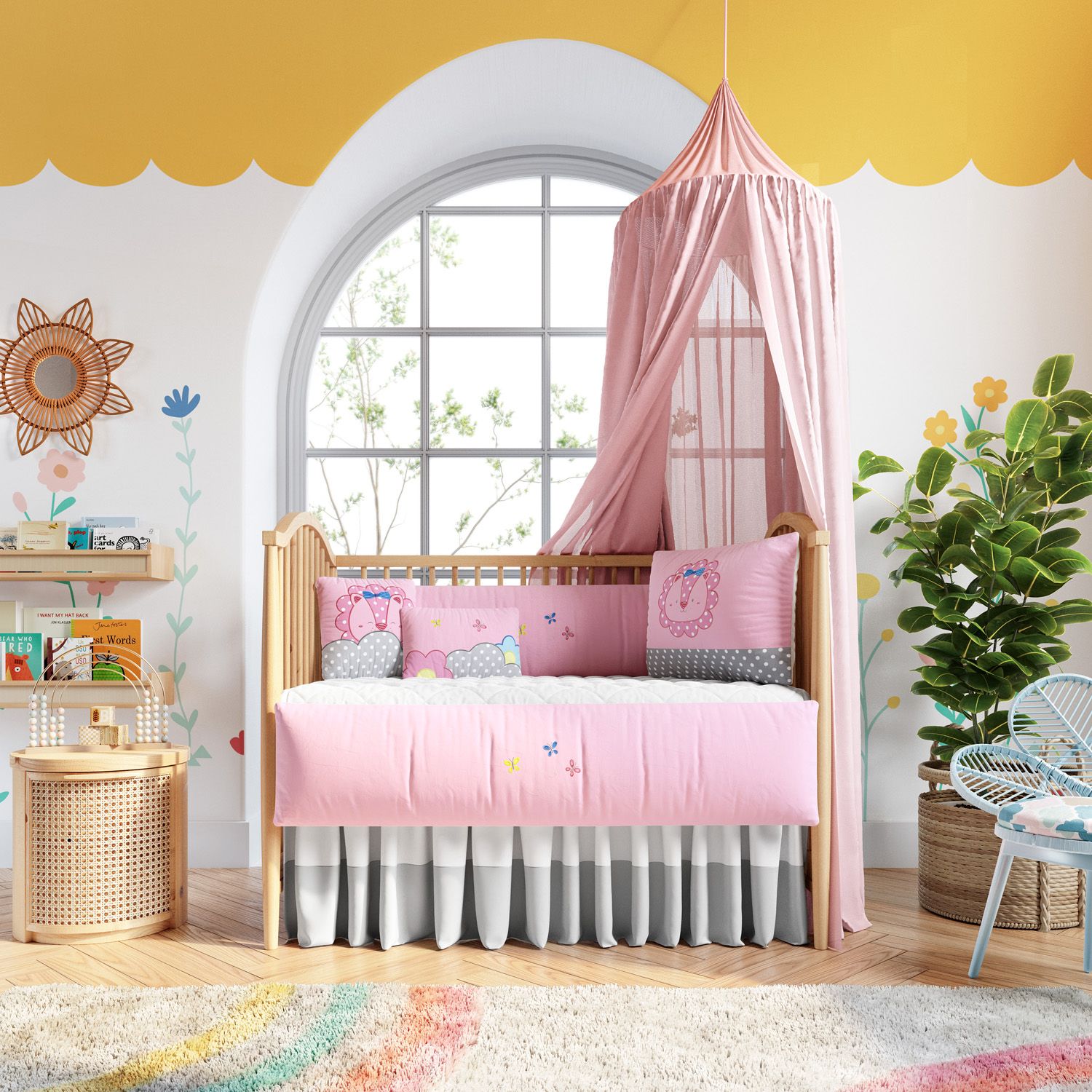 Kit Berço Leoa Rosa Poá