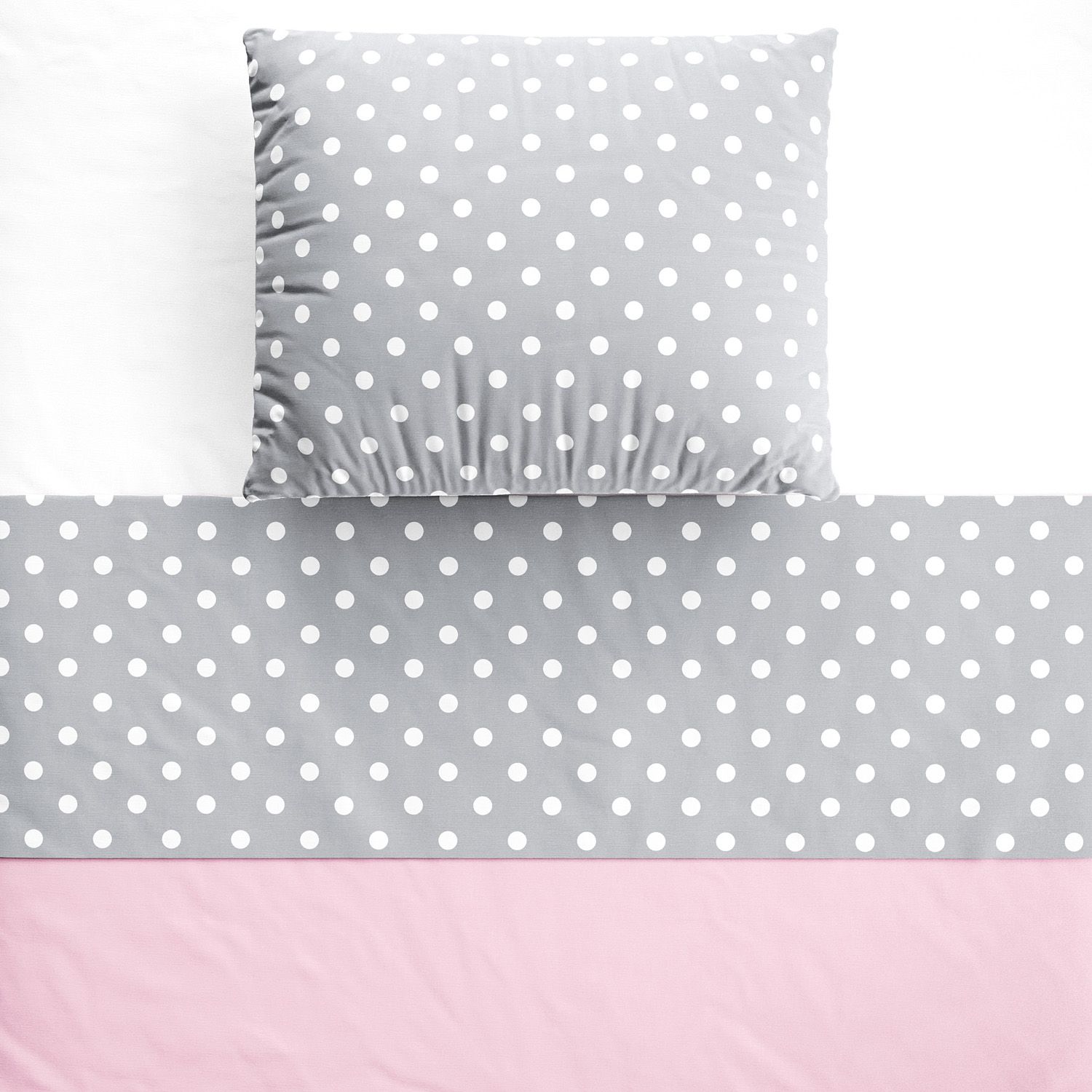 Jogo de Lençol Berço Poá Rosa e Cinza 3 peças