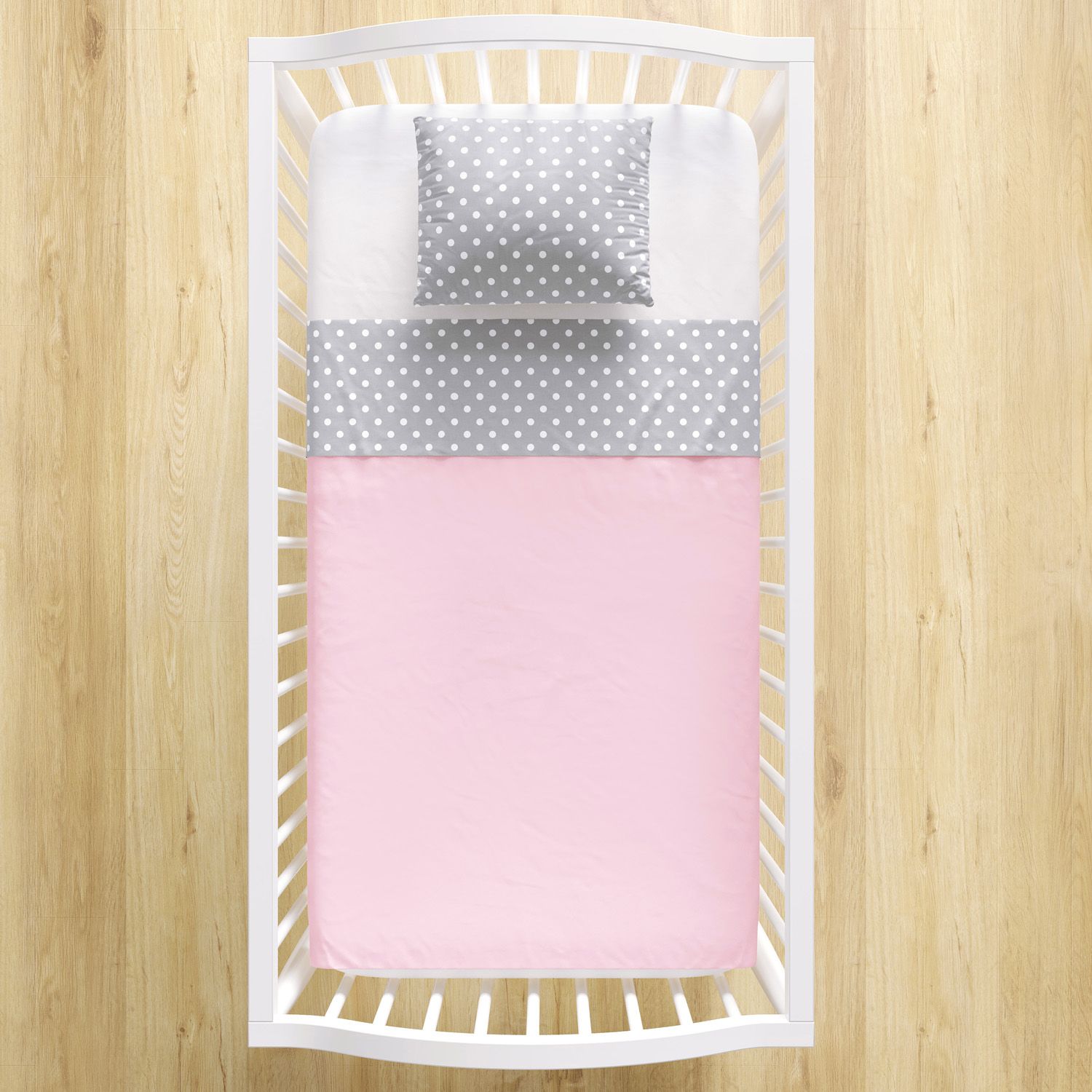 Jogo de Lençol Berço Poá Rosa e Cinza 3 peças