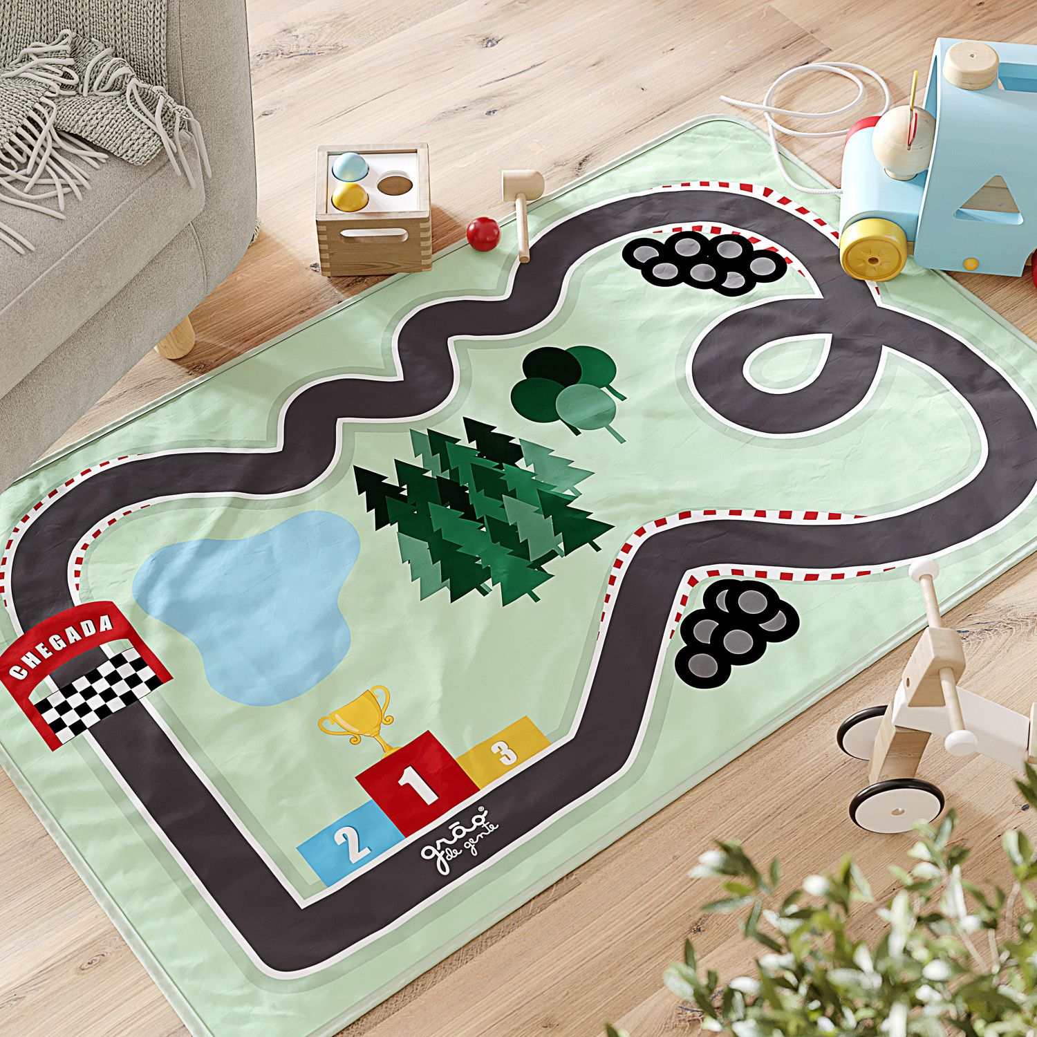 Tapete Retangular Pista de Corrida 61cm