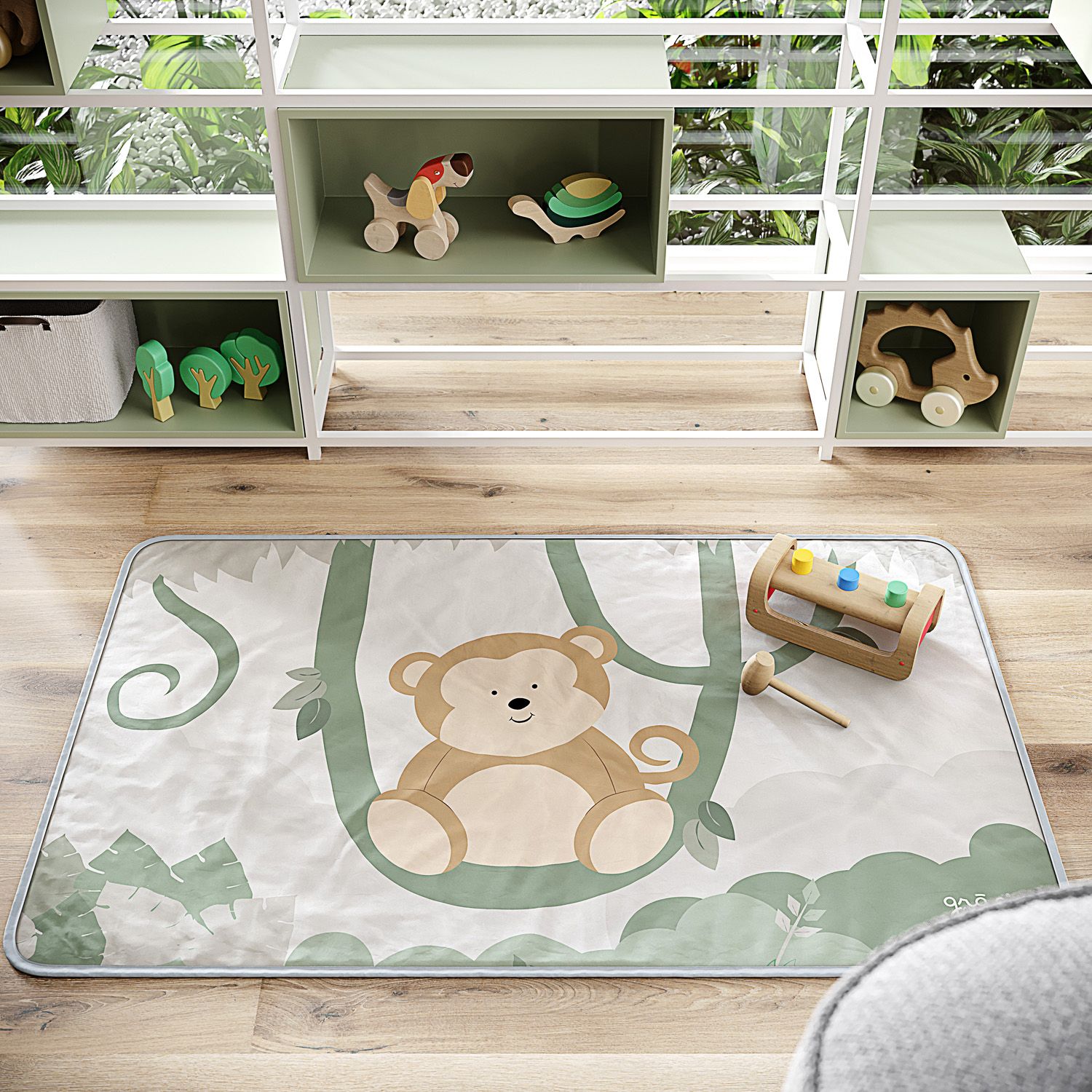 Tapete Retangular Amiguinho Macaco 61cm