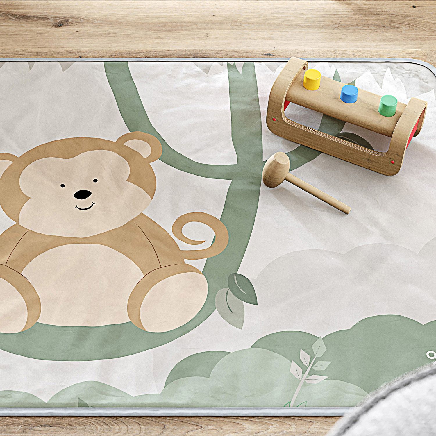 Tapete Retangular Amiguinho Macaco 61cm