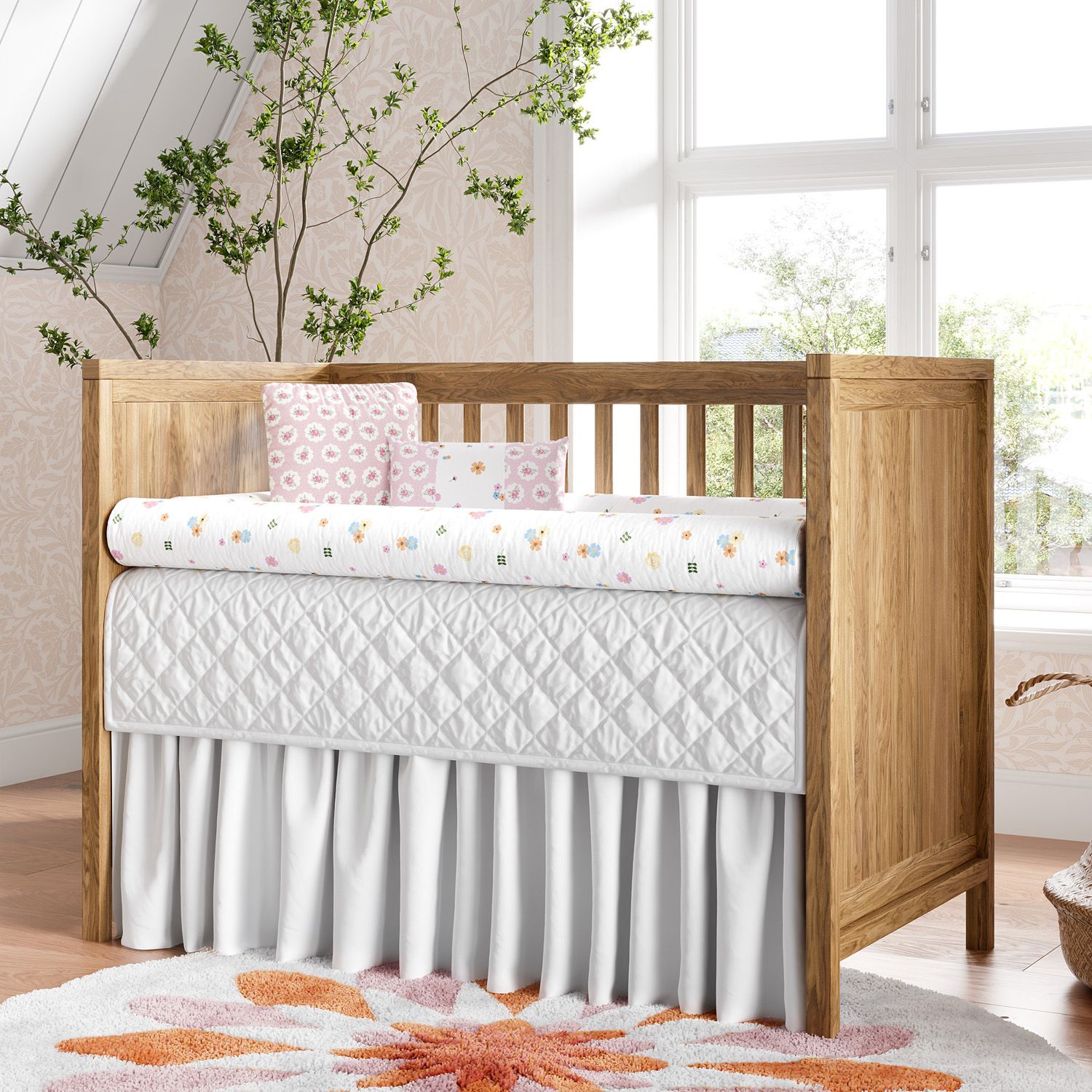 Kit Berço Rolinhos Floral 8 Peças