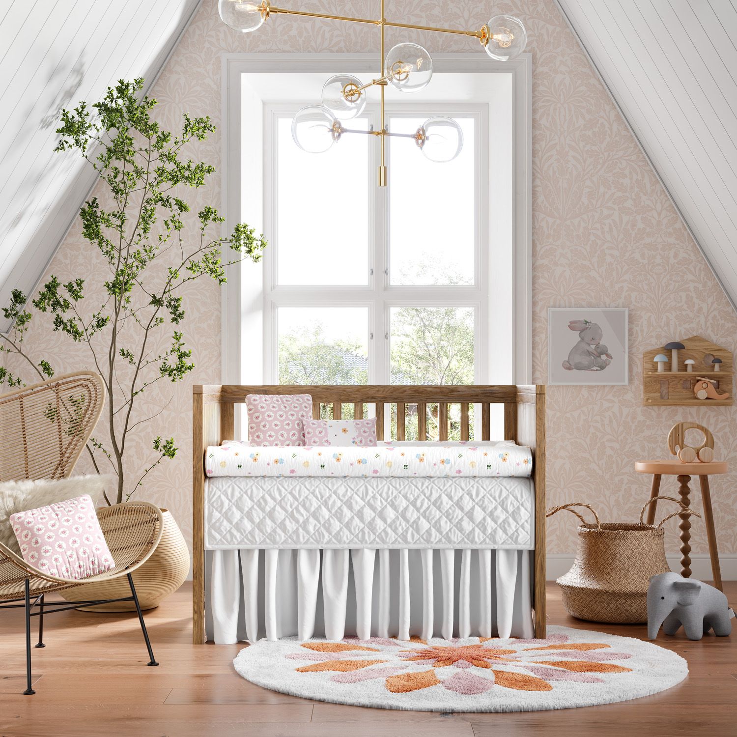 Kit Berço Rolinhos Floral 8 Peças