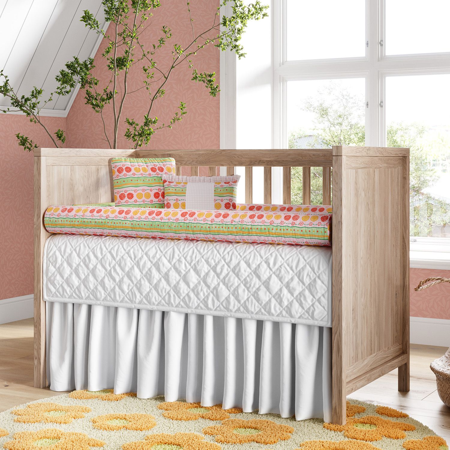 Kit Berço Rolinhos Floral Étnico 8 Peças