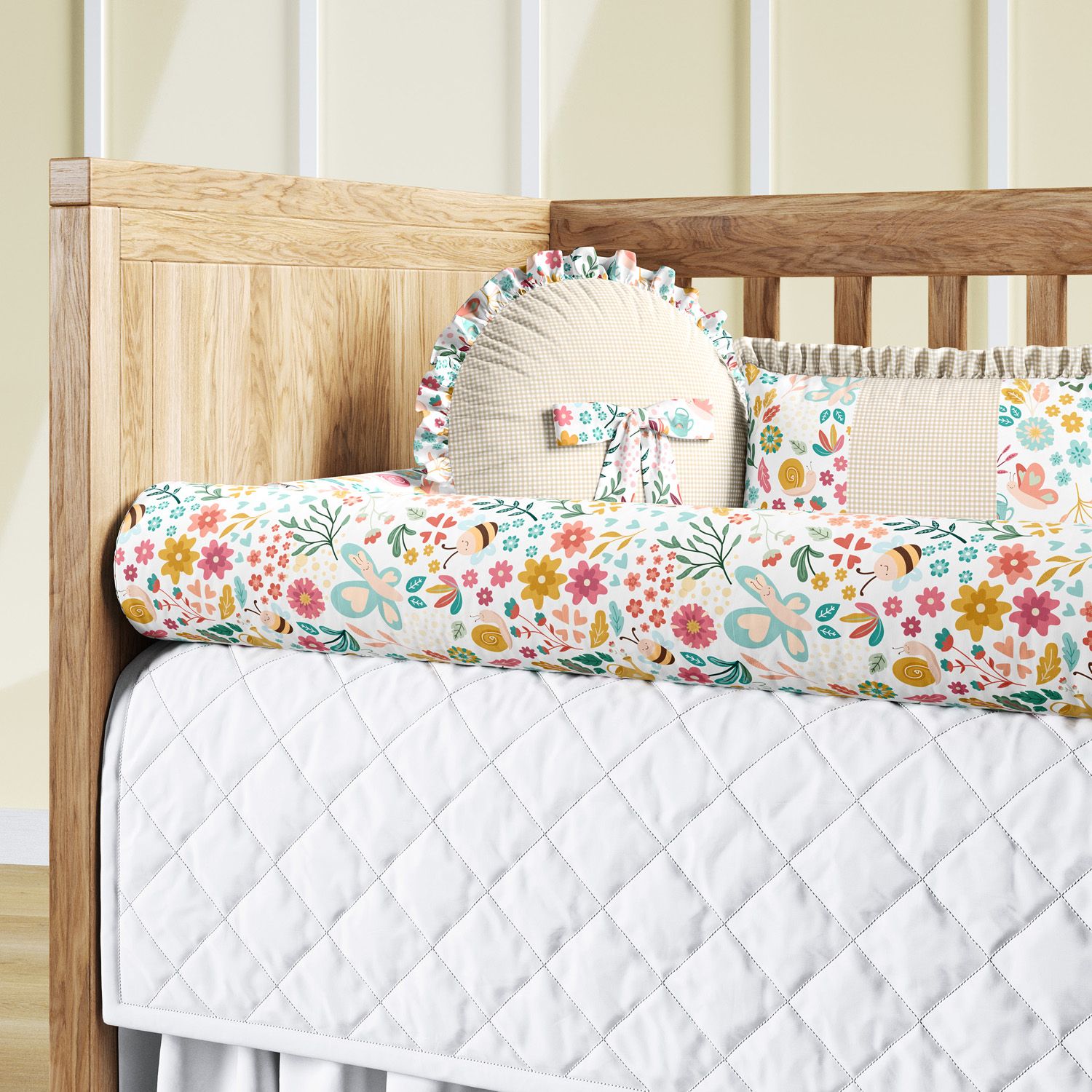 Kit Berço Rolinhos Jardim Encantado 8 Peças