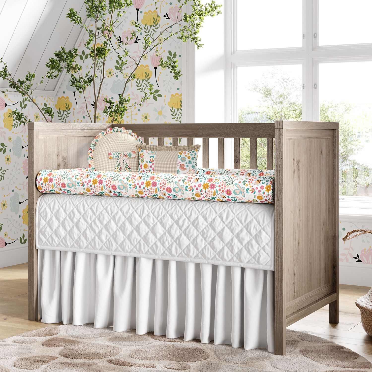 Kit Berço Rolinhos Jardim Encantado 8 Peças