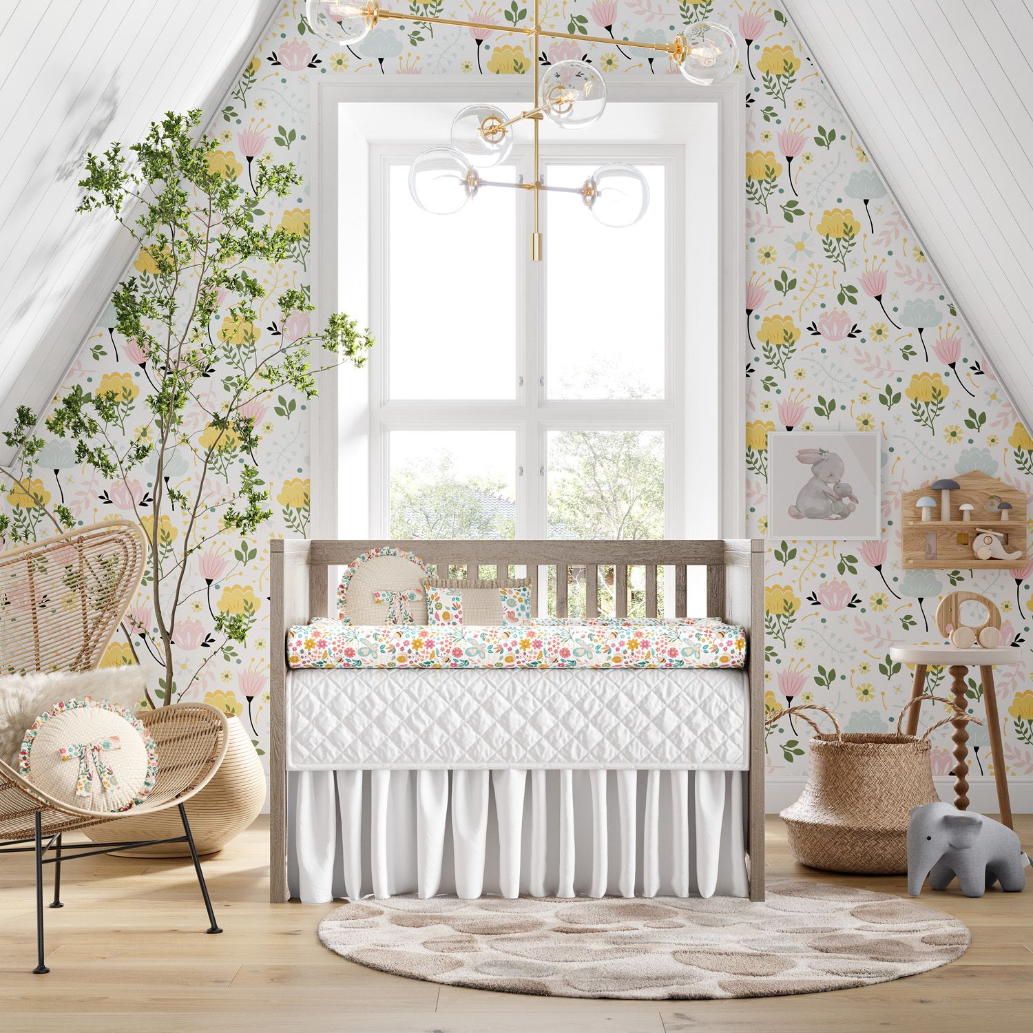 Kit Berço Rolinhos Jardim Encantado 8 Peças