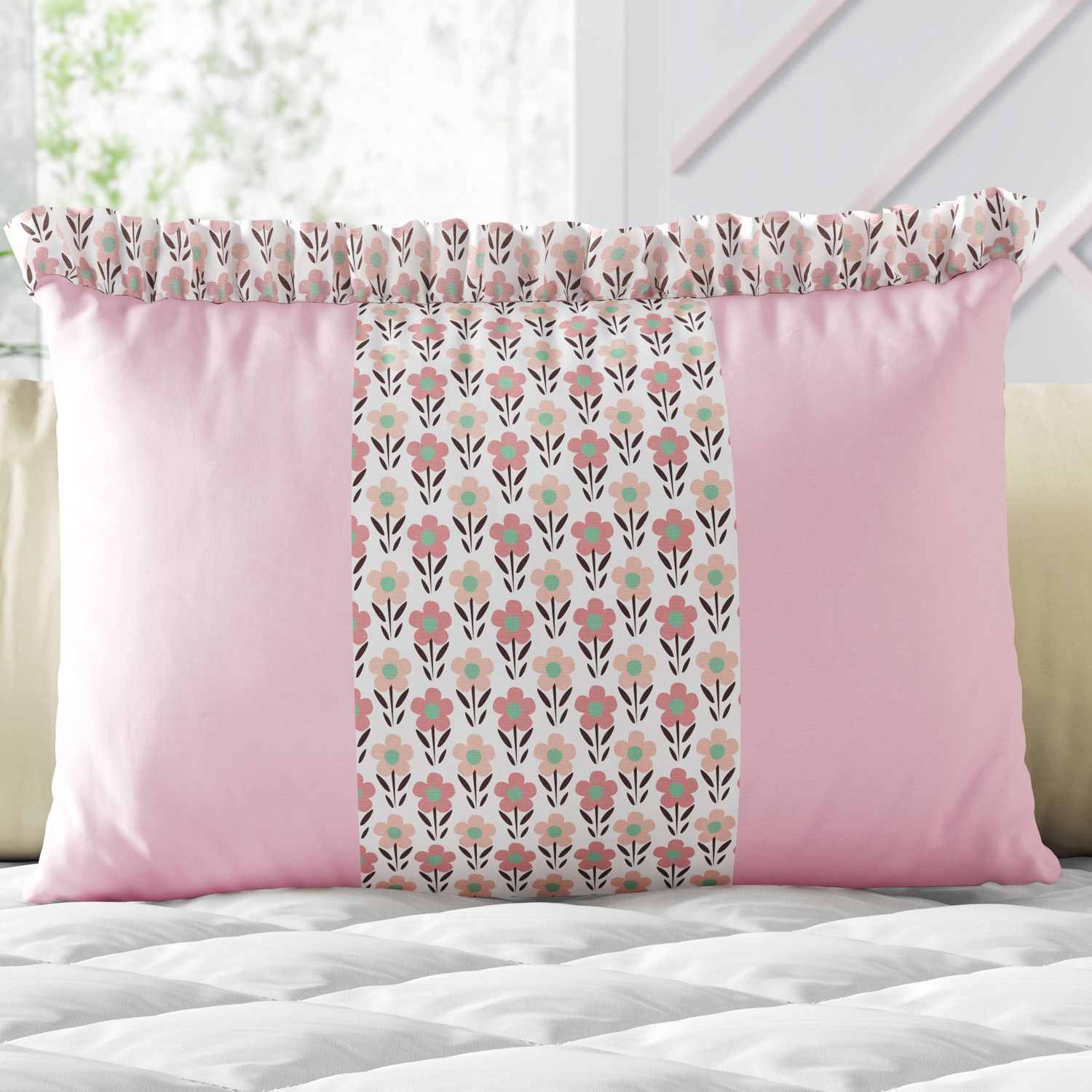 Almofada Retangular Flores do Campo Rosa 35cm