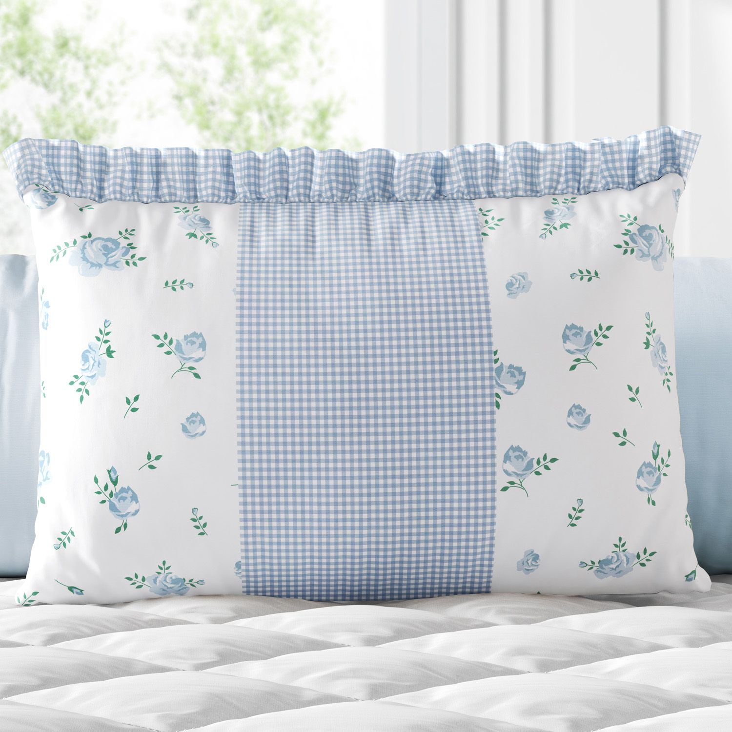 Almofada Retangular Floral Liberty Azul 35cm