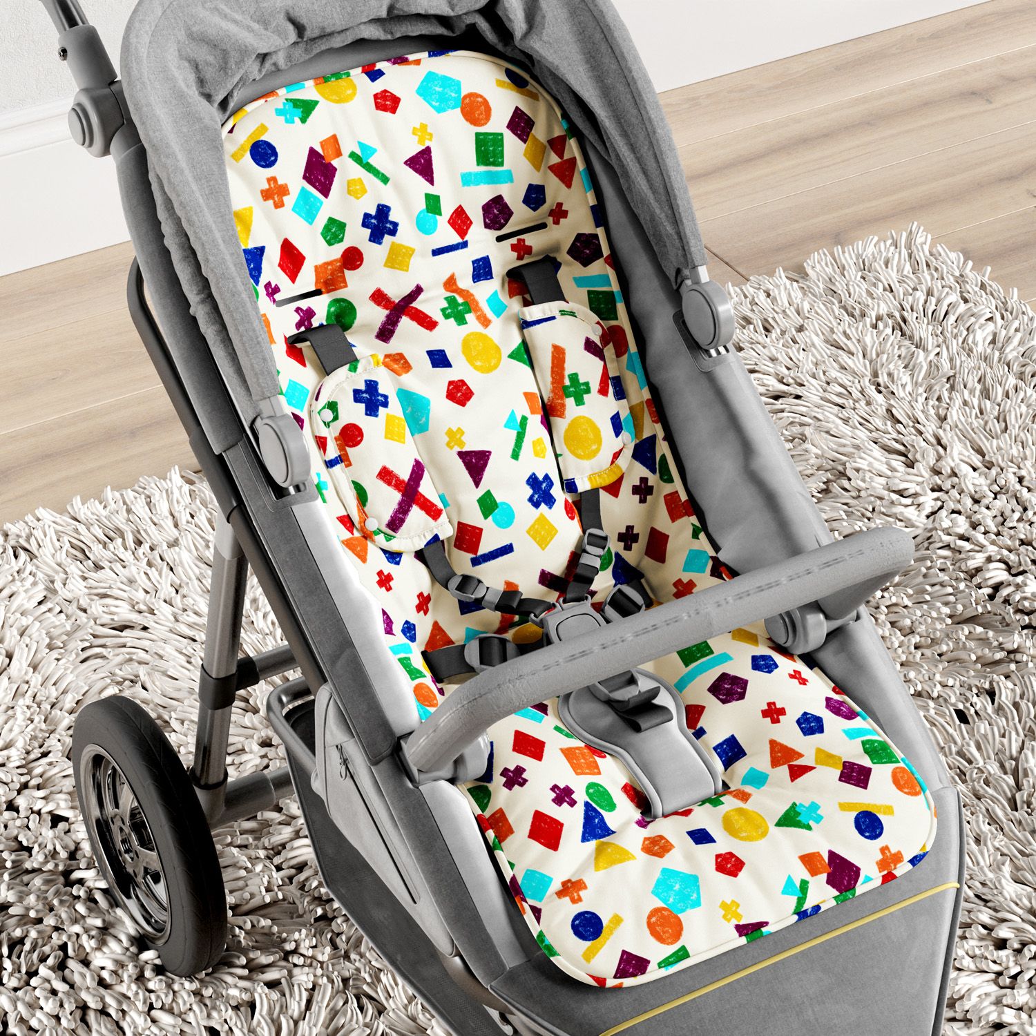 Capa de Carrinho com Protetor de Cinto Geométrico Fun