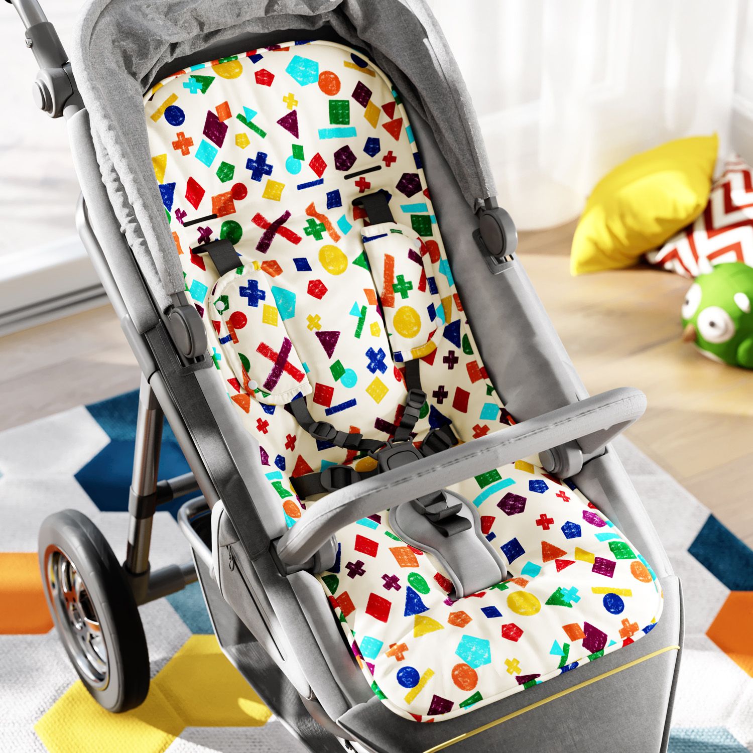 Capa de Carrinho com Protetor de Cinto Geométrico Fun