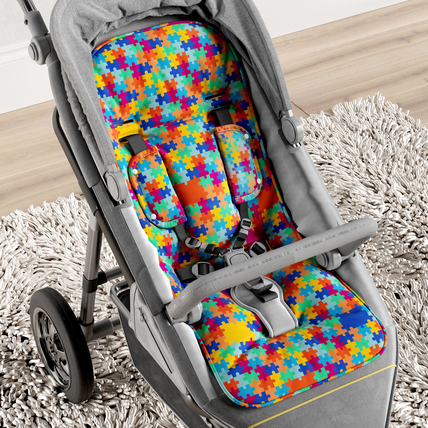 Capa de Carrinho com Protetor de Cinto Quebra-Cabeça