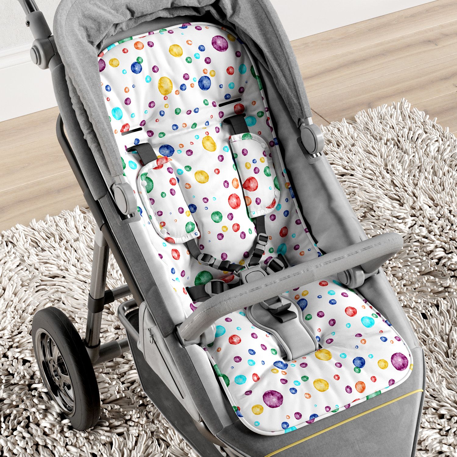 Capa de Carrinho com Protetor de Cinto Poá Artsy Colorido