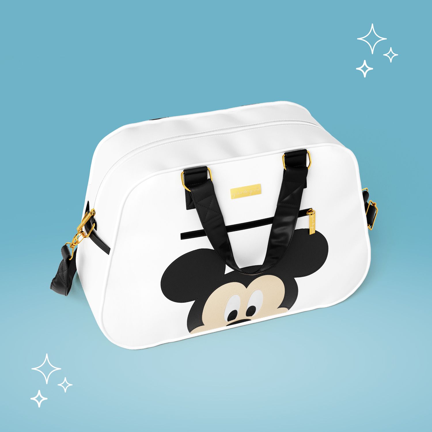 Bolsa Maternidade Mickey Mouse Branco e Preto 44cm