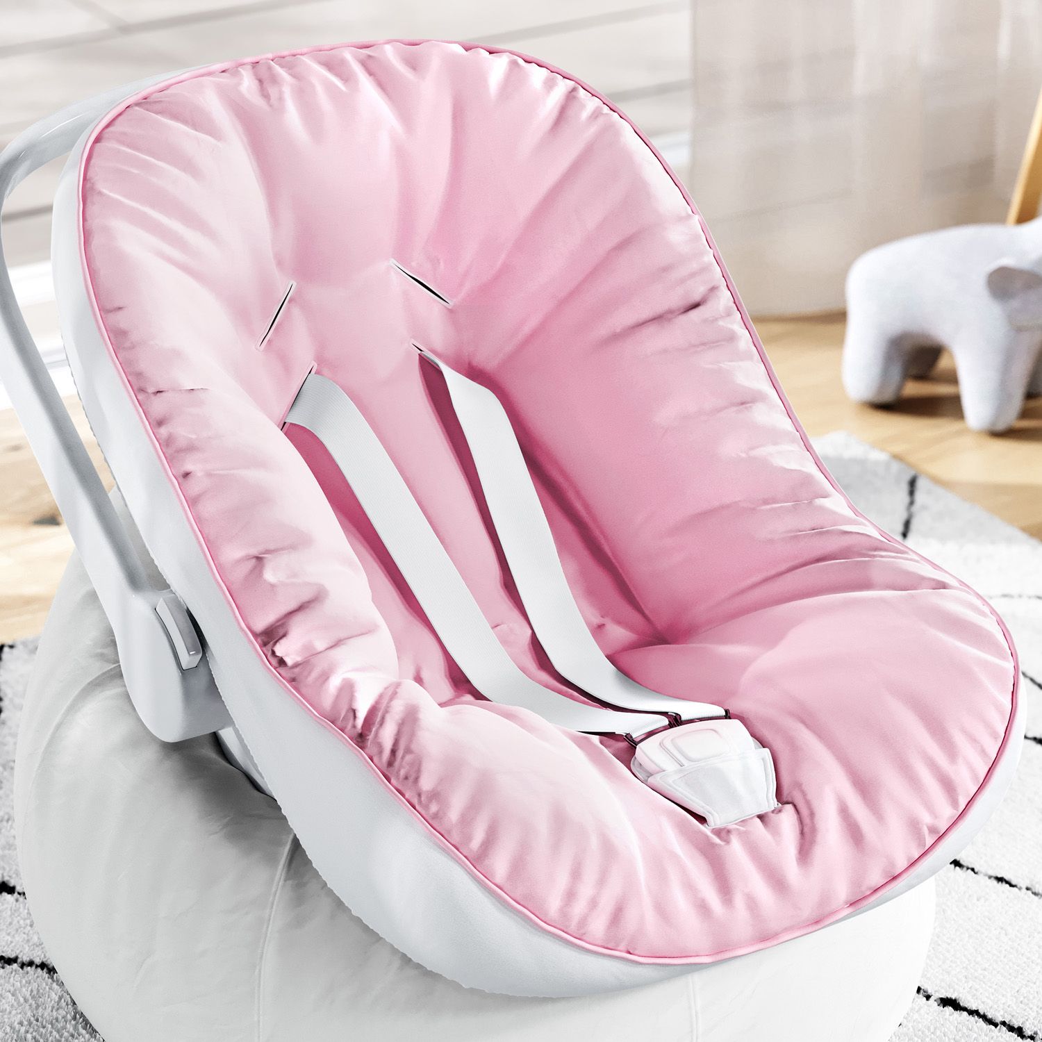 Capa de Bebê Conforto com Protetor de Cinto Rosa