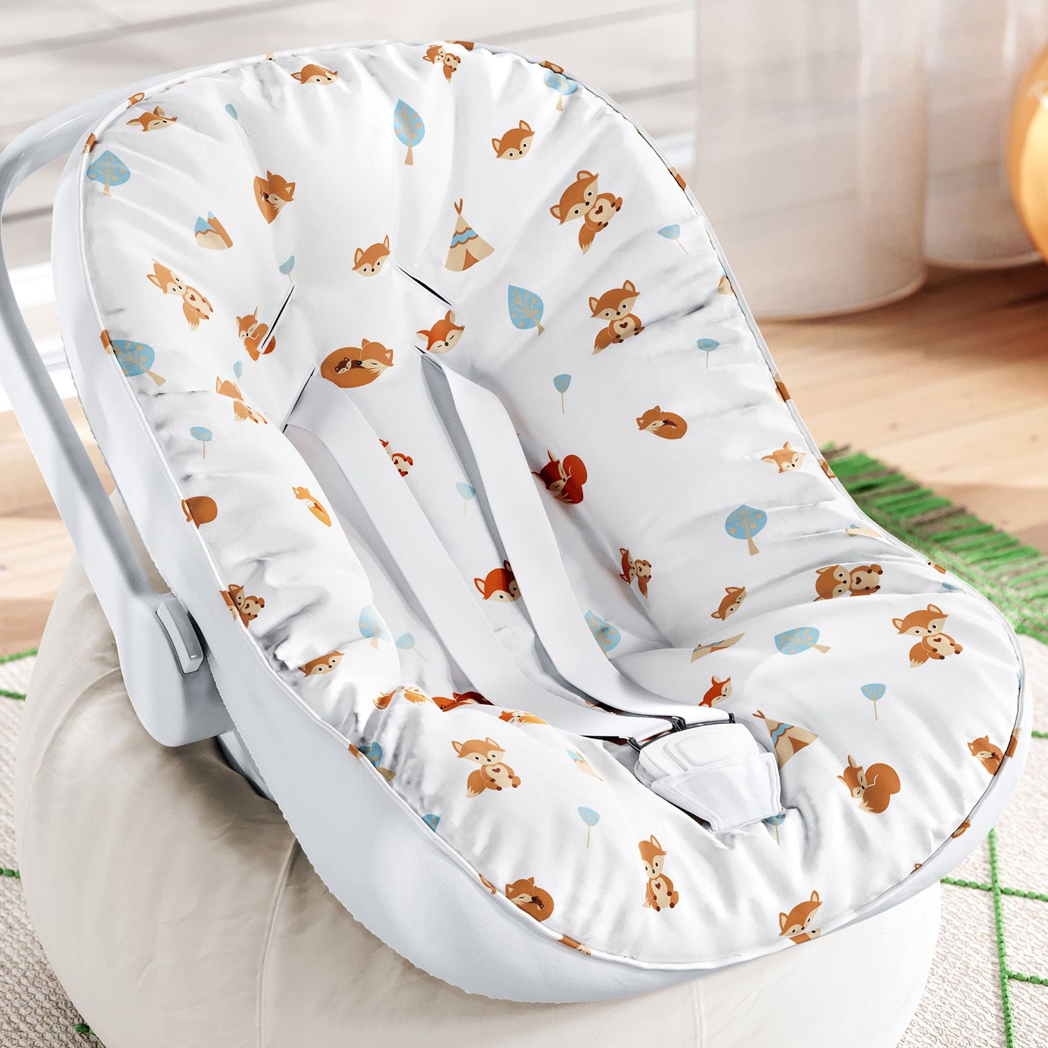 Capa de Carrinho com Protetor de Cinto Raposinha Laranja