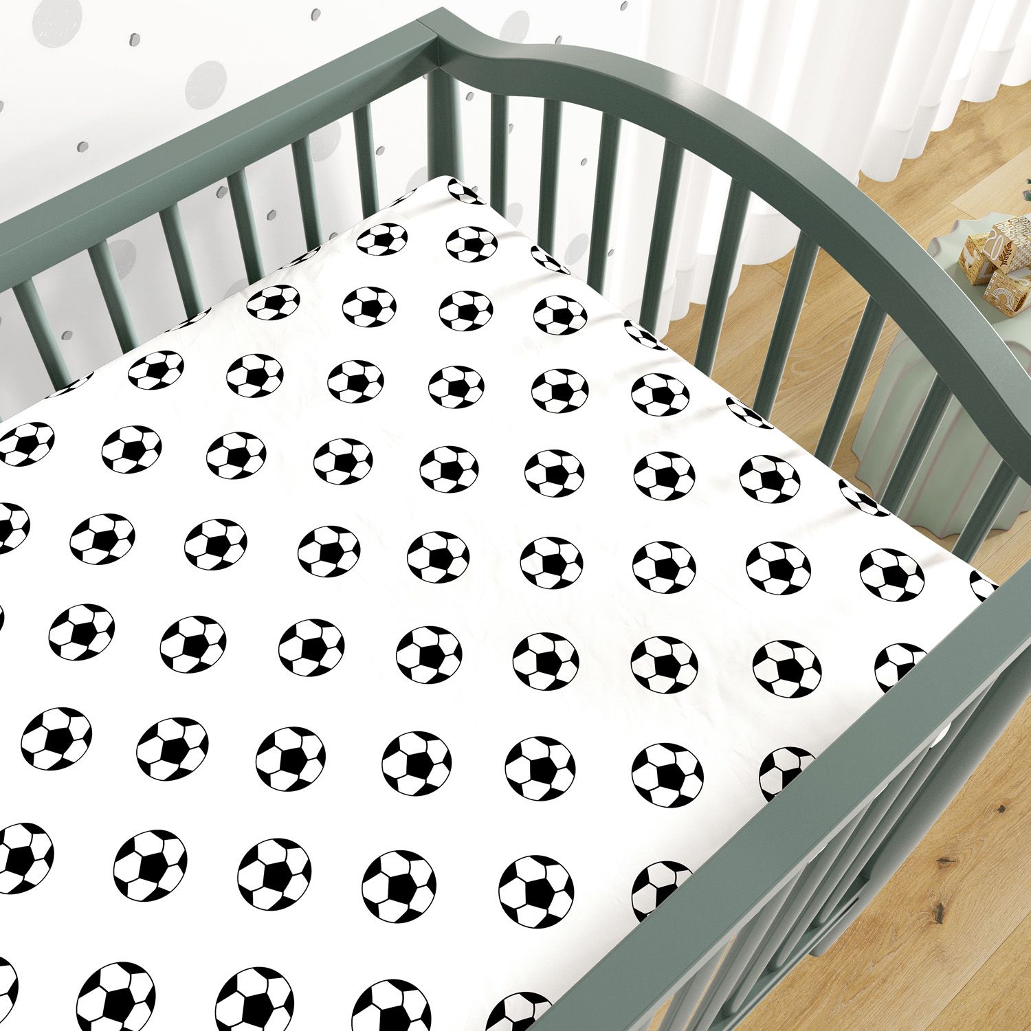 Lençol Berço com Elástico Bolas de Futebol