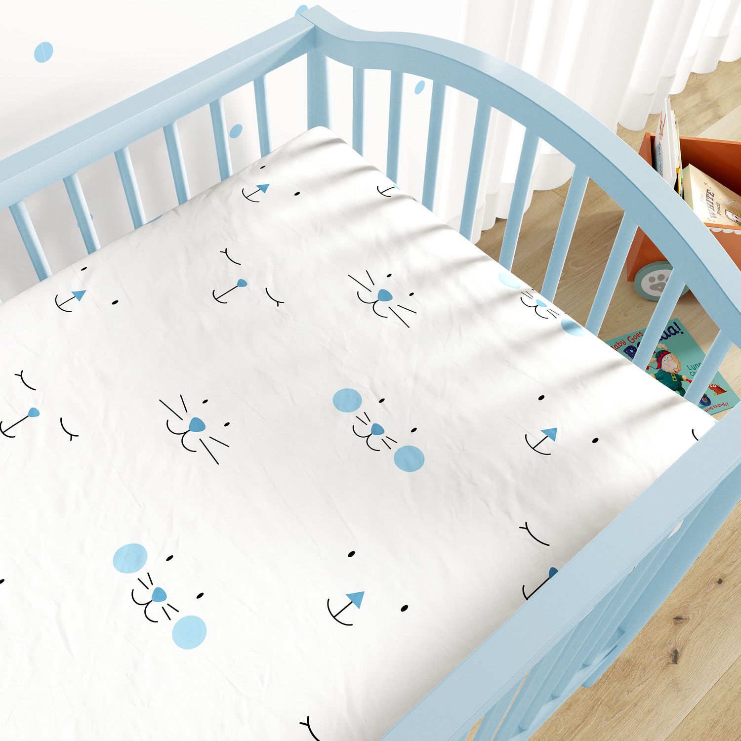 Lençol Berço com Elástico Amiguinhos Azul