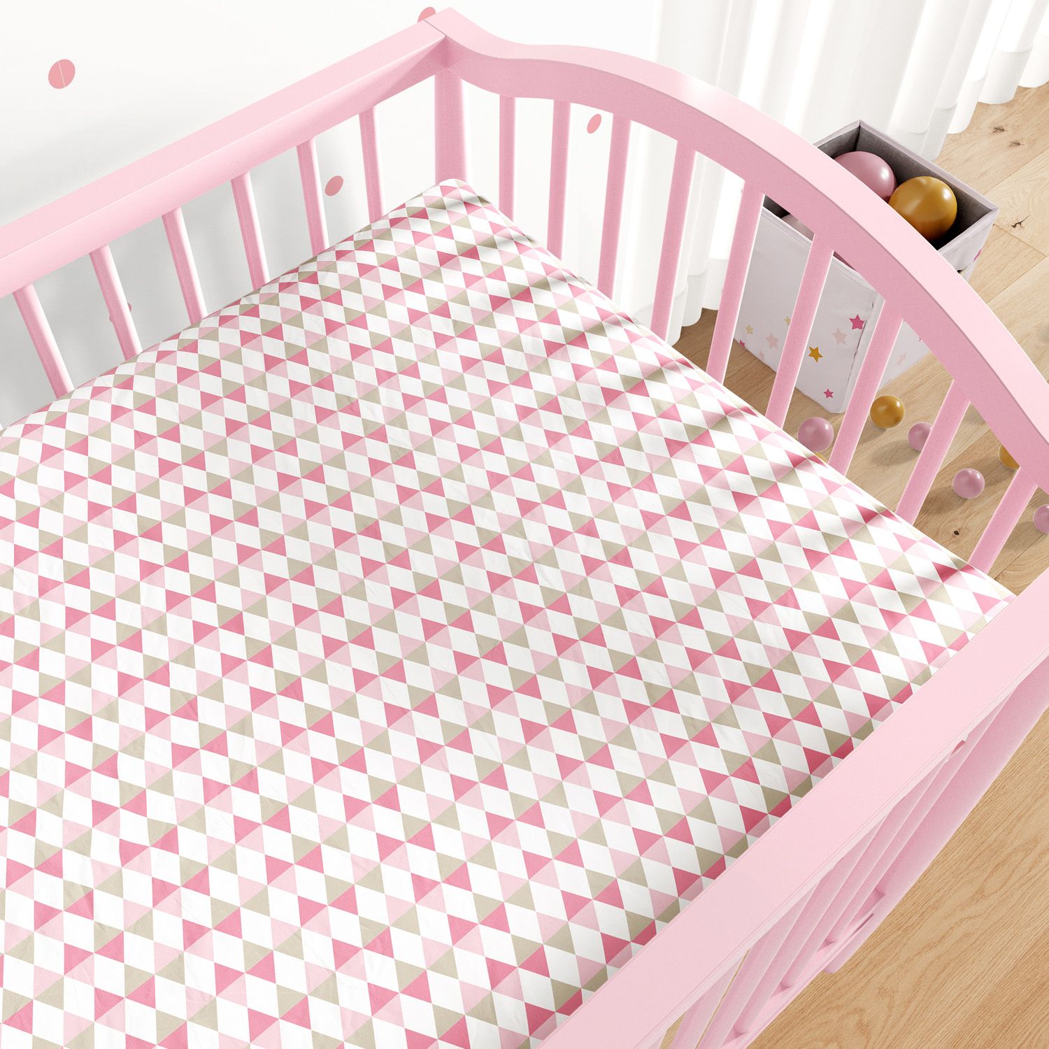 Lençol Berço com Elástico Triângulos Azul