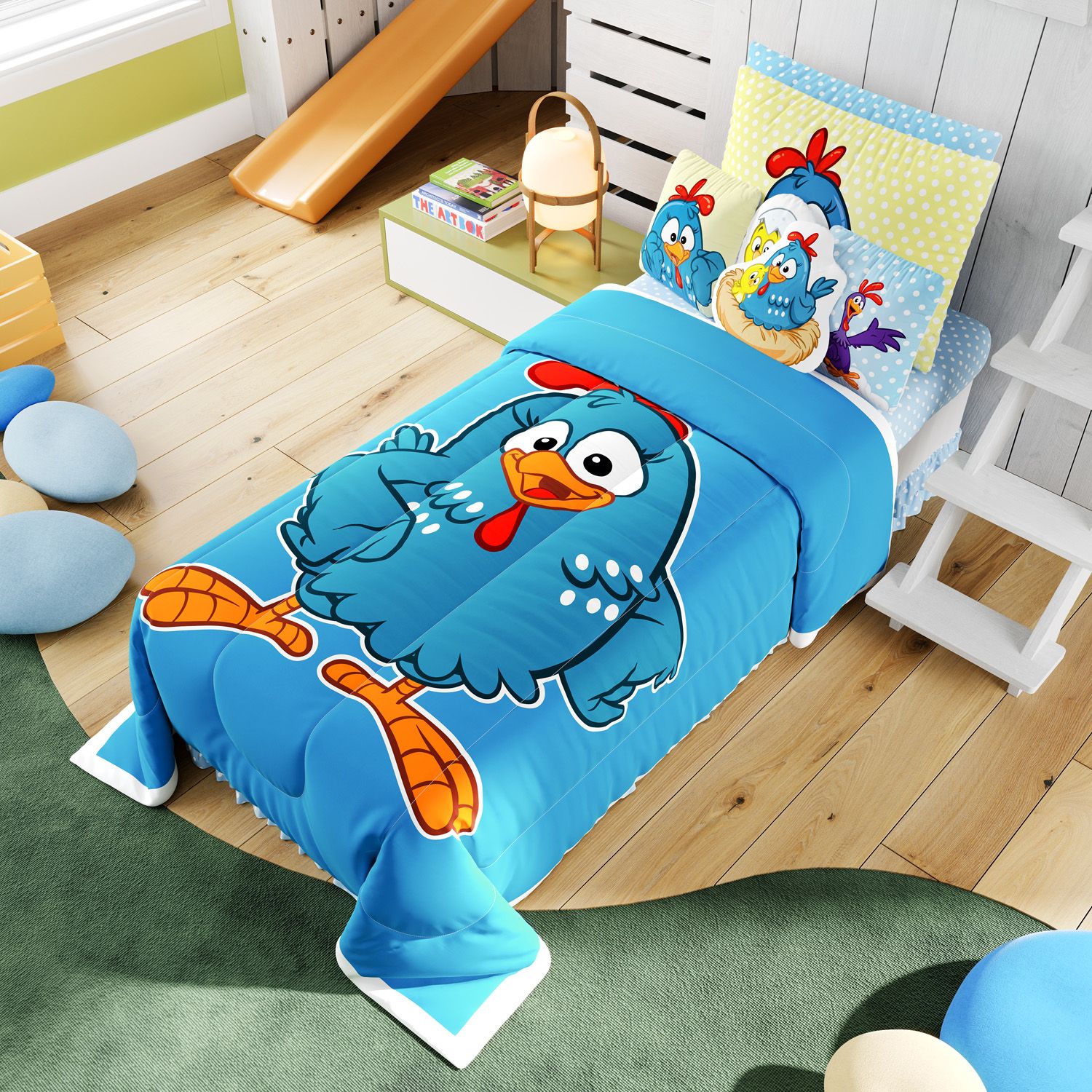 Kit Cama Infantil Solteiro Galinha Pintadinha