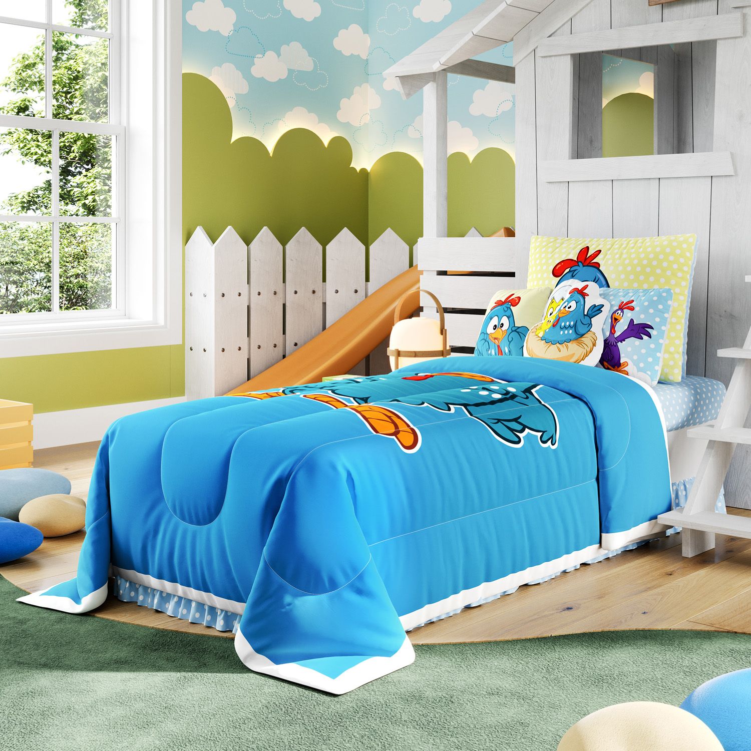 Kit Cama Infantil Solteiro Galinha Pintadinha