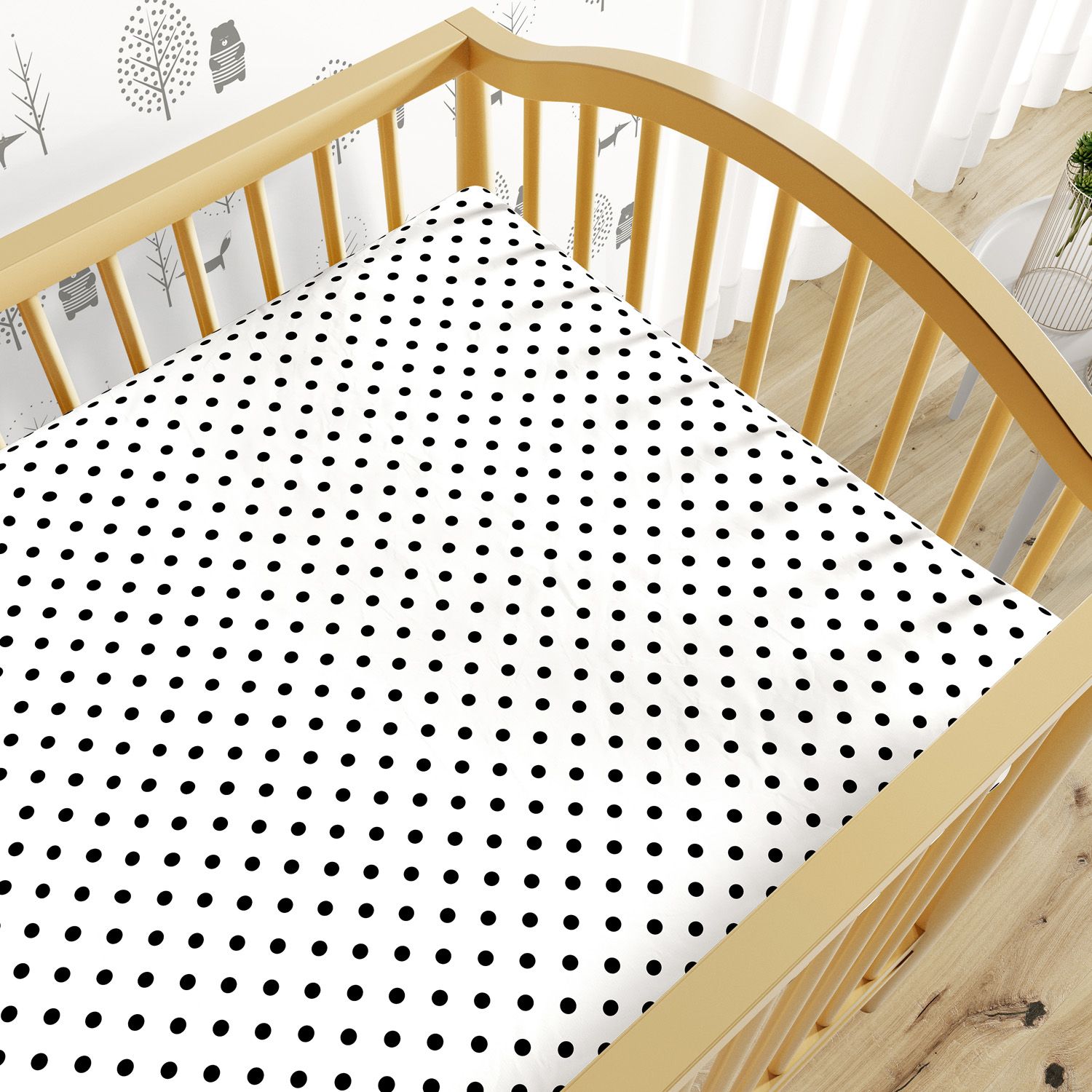 Lençol Berço com Elástico Poá Azul Marinho