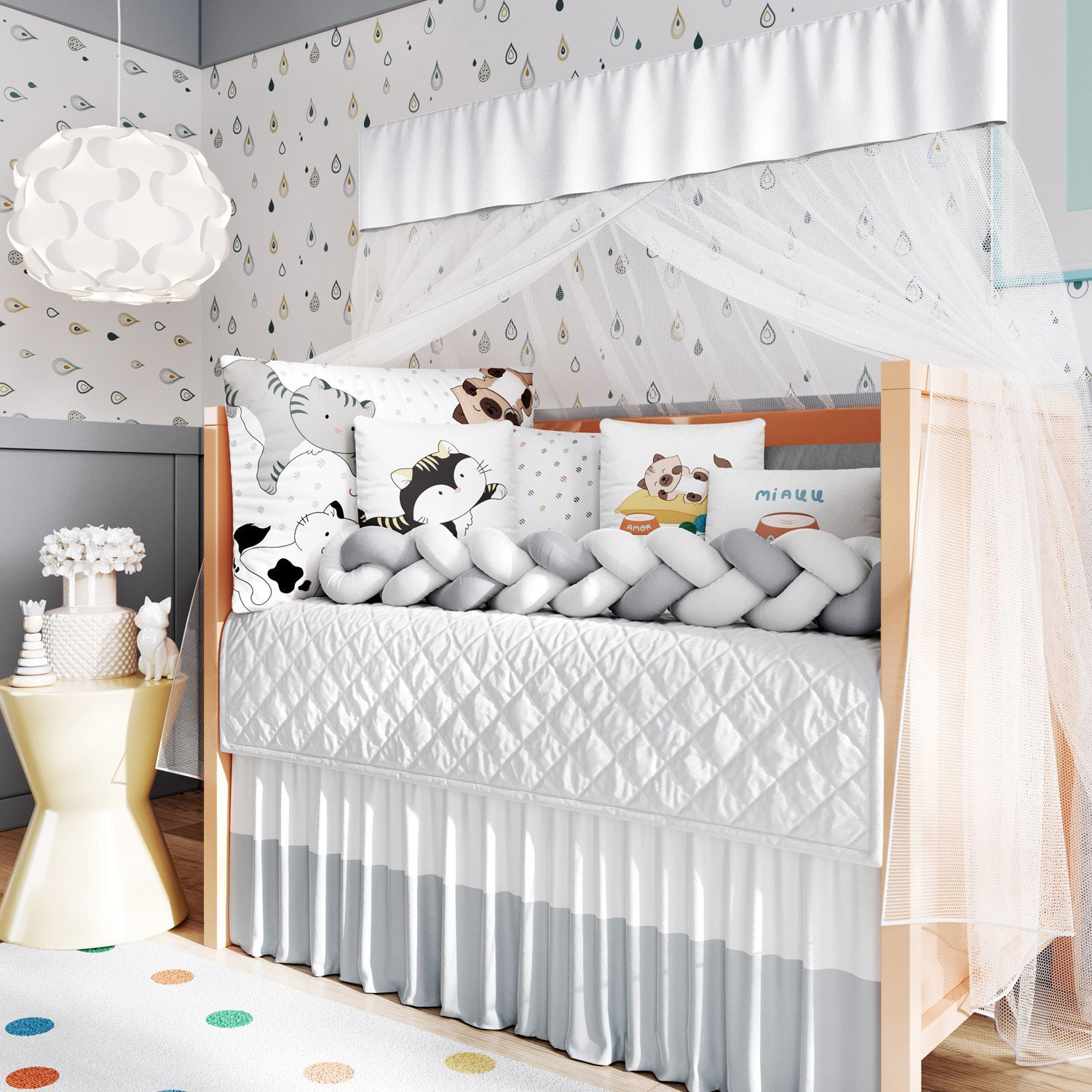 Kit Berço Trança Gatinhos