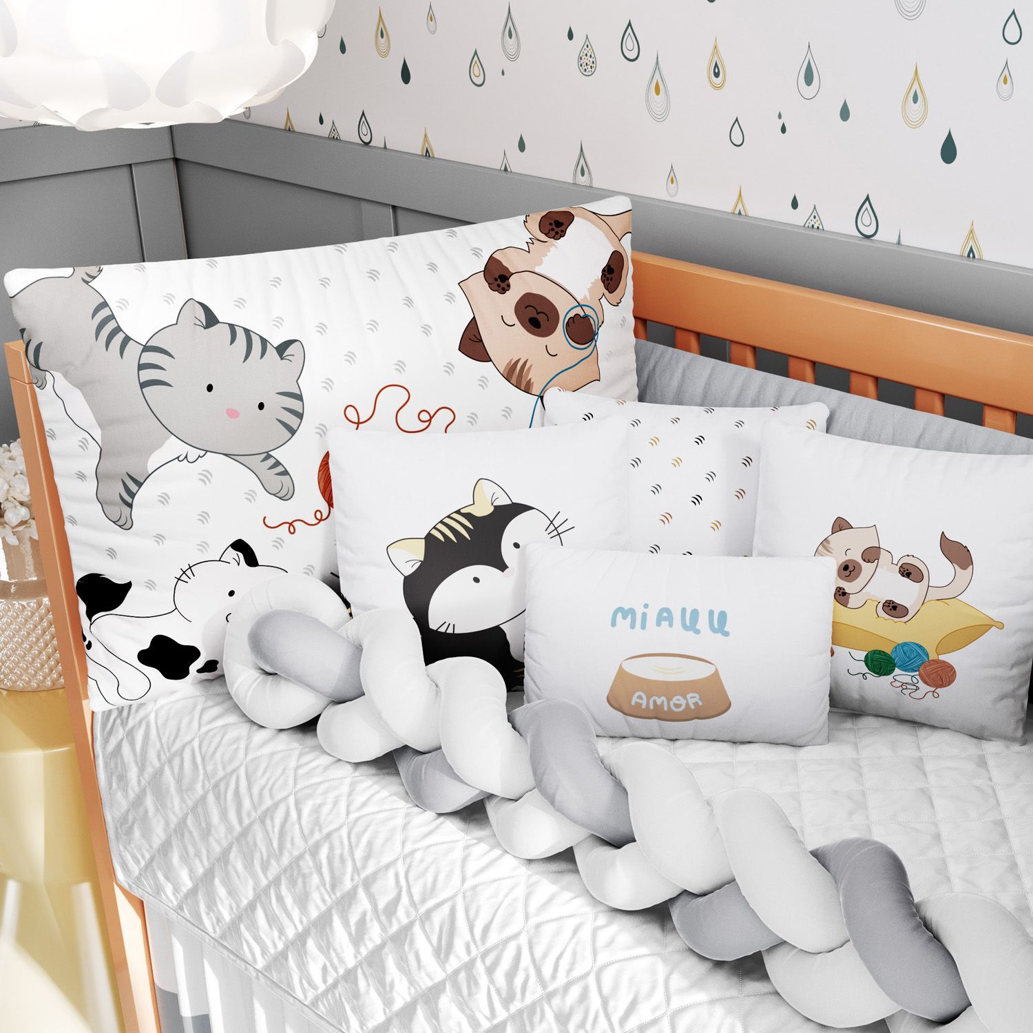 Kit Berço Trança Gatinhos