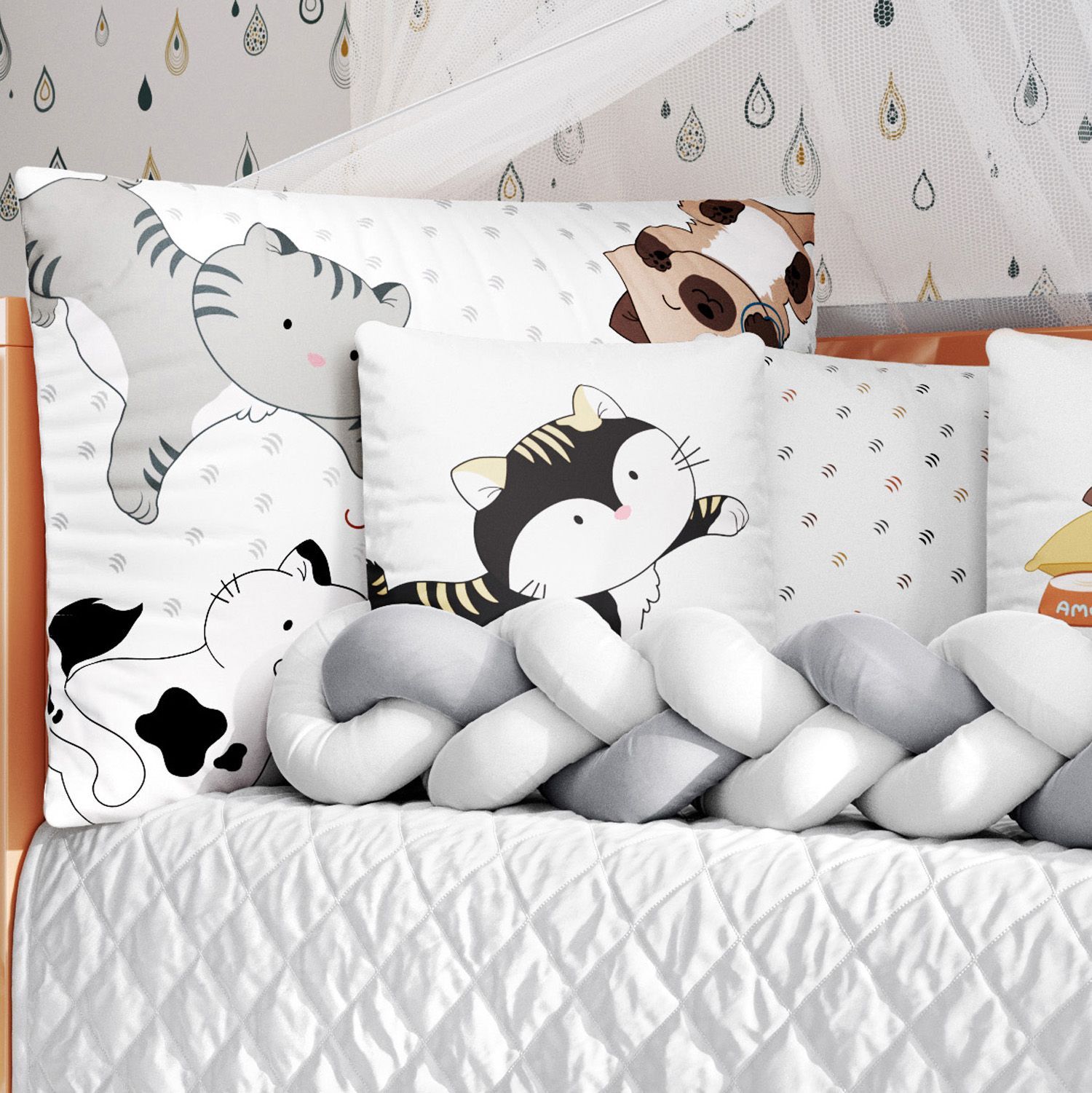 Kit Berço Trança Gatinhos