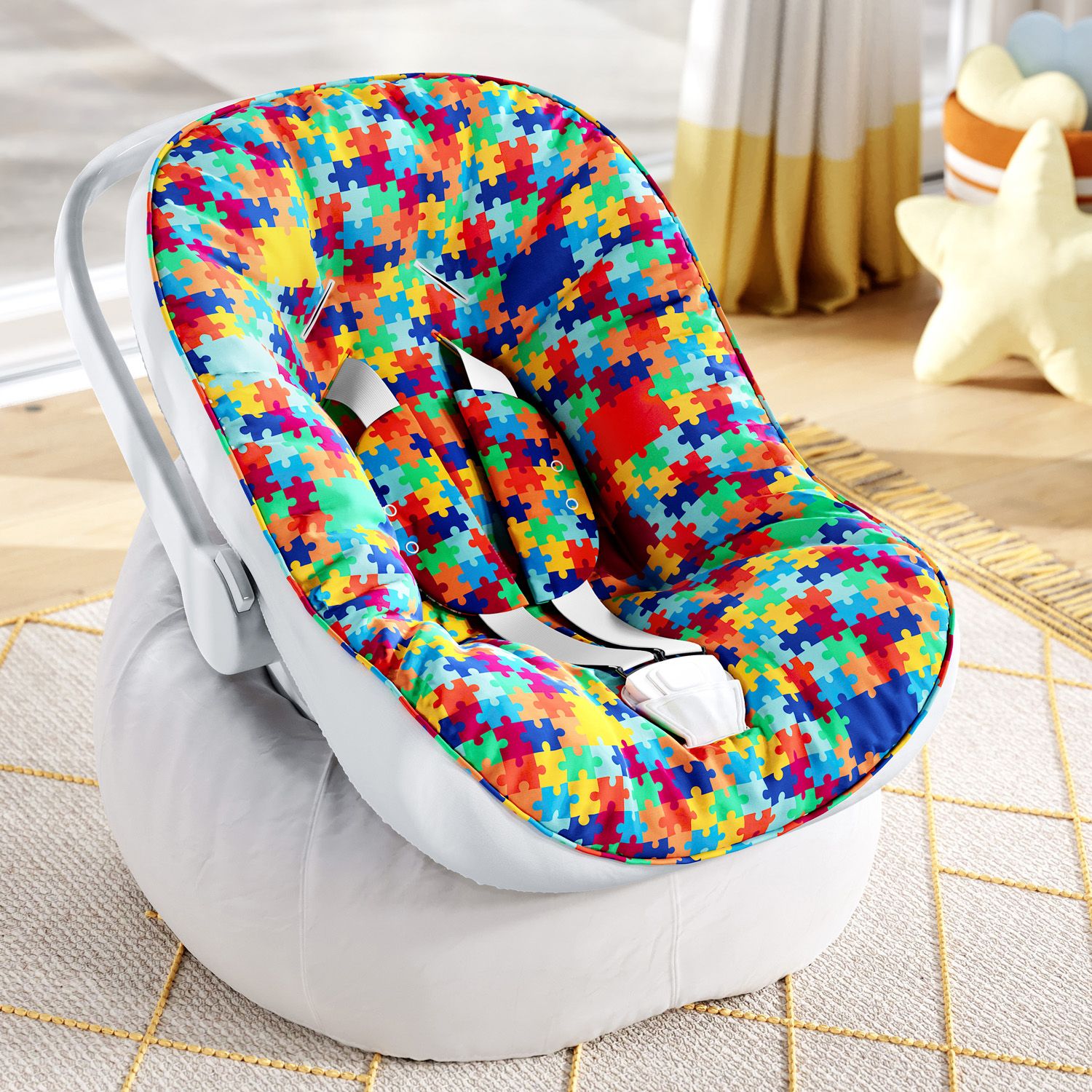 Capa de Carrinho com Protetor de Cinto Quebra-Cabeça