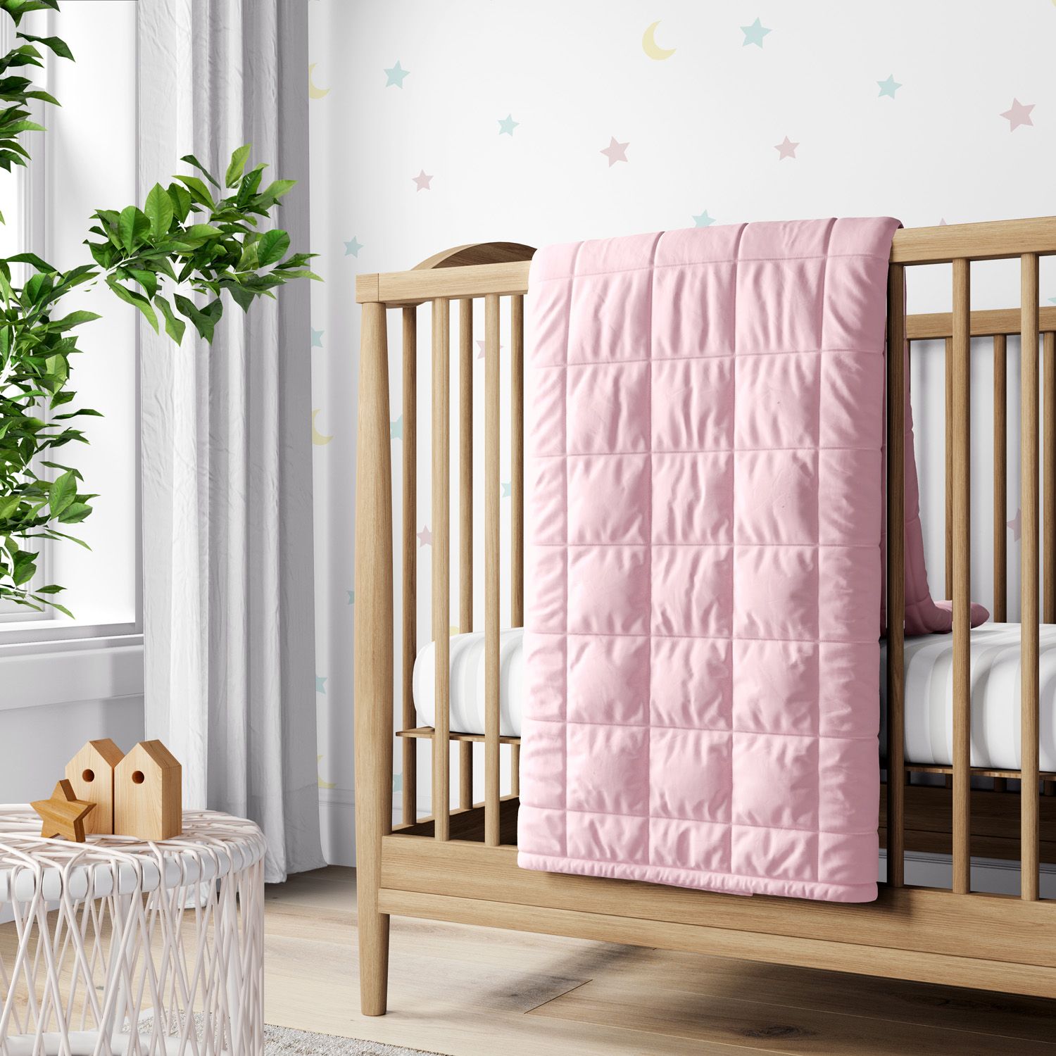 Edredom de Berço Corações Rosa