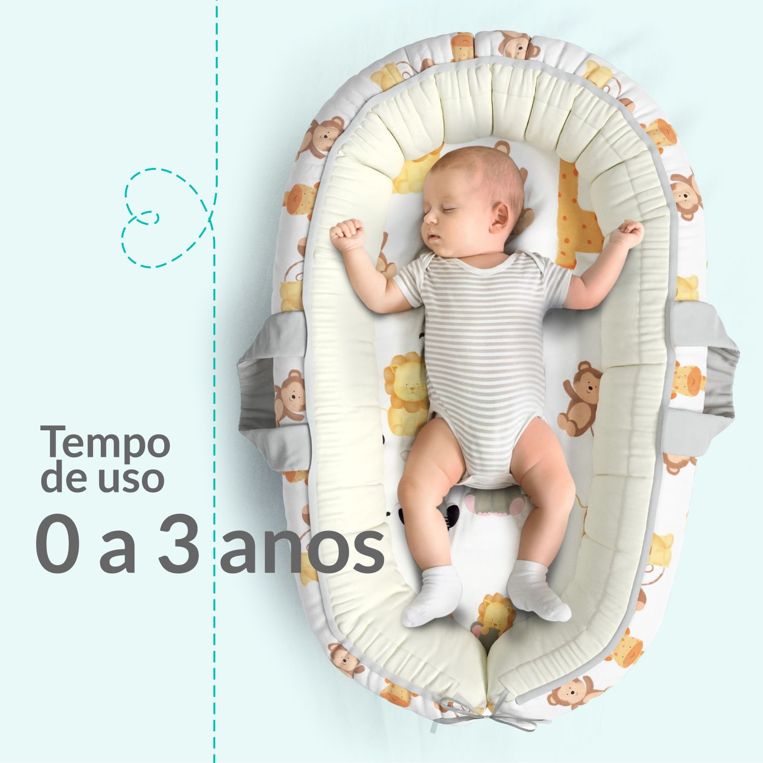 Ninho para Bebê Redutor de Berço Safári Aquarela 80cm