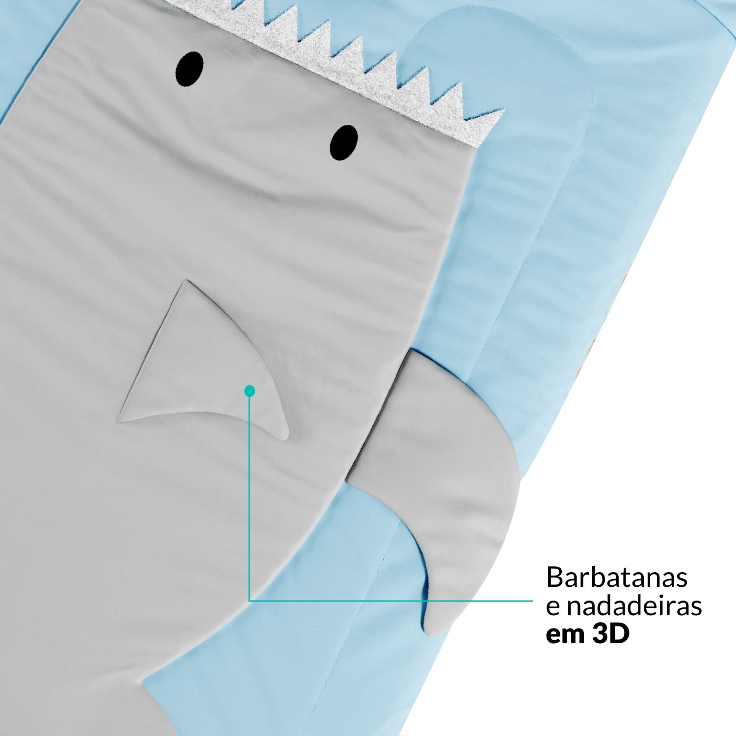 Edredom Infantil Solteiro Tubarão Fundo do Mar