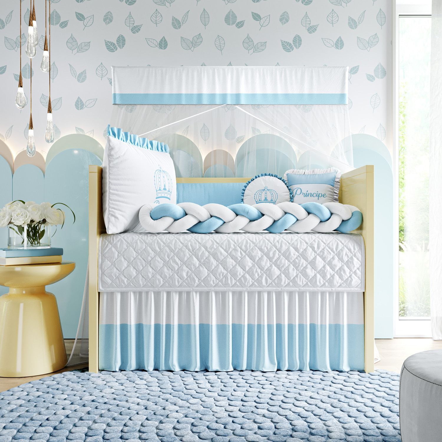 Kit Berço Trança Menina Princesa Rosa