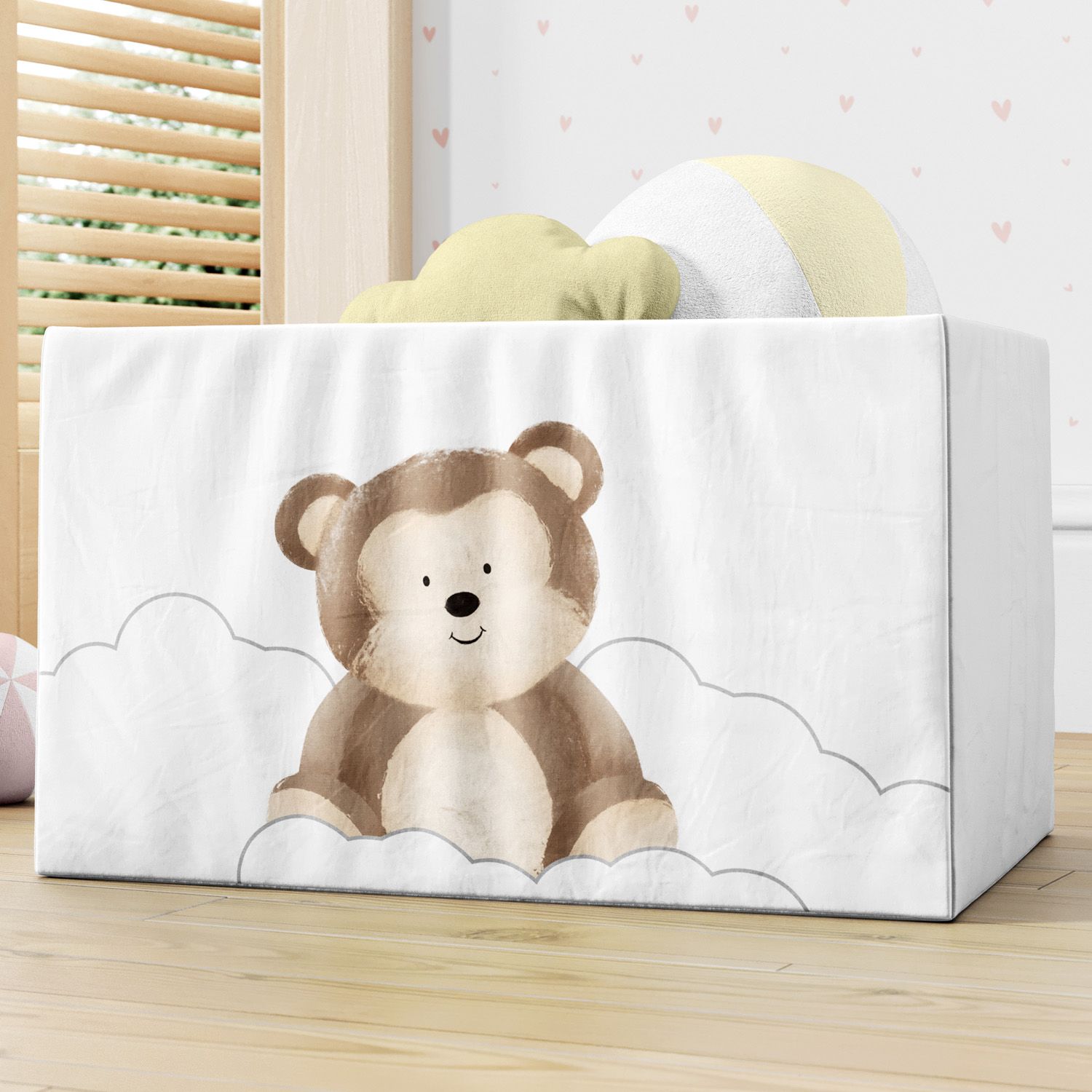 Cesto Organizador para Brinquedos Amiguinho Macaco Aquarela 25cm