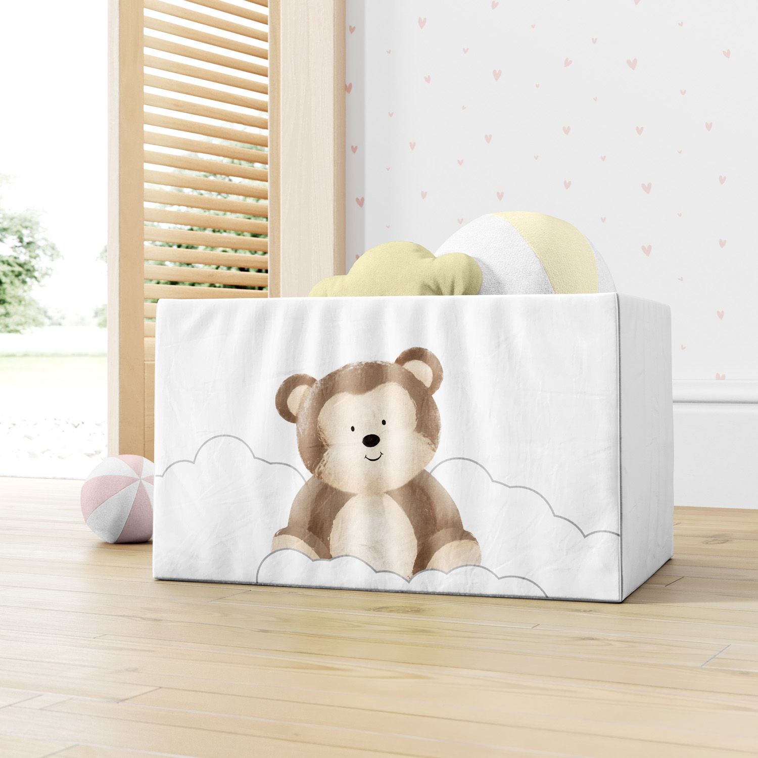 Cesto Organizador para Brinquedos Amiguinho Macaco Aquarela 25cm