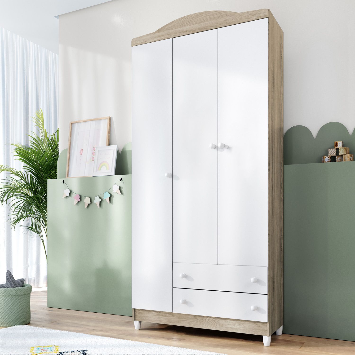 Guarda Roupa Infantil Branco 3 Portas Meli